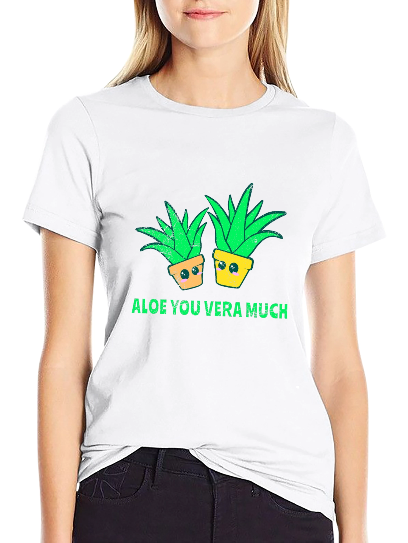 Black Aloe You Vera Much T-Shirt - Black Plant Pun Tee view 9
