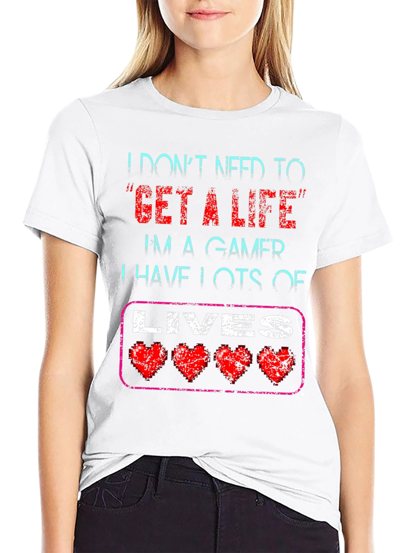 Black Gamer T-Shirt - I Don't Need a Life, I Have Lots of Lives! view 9