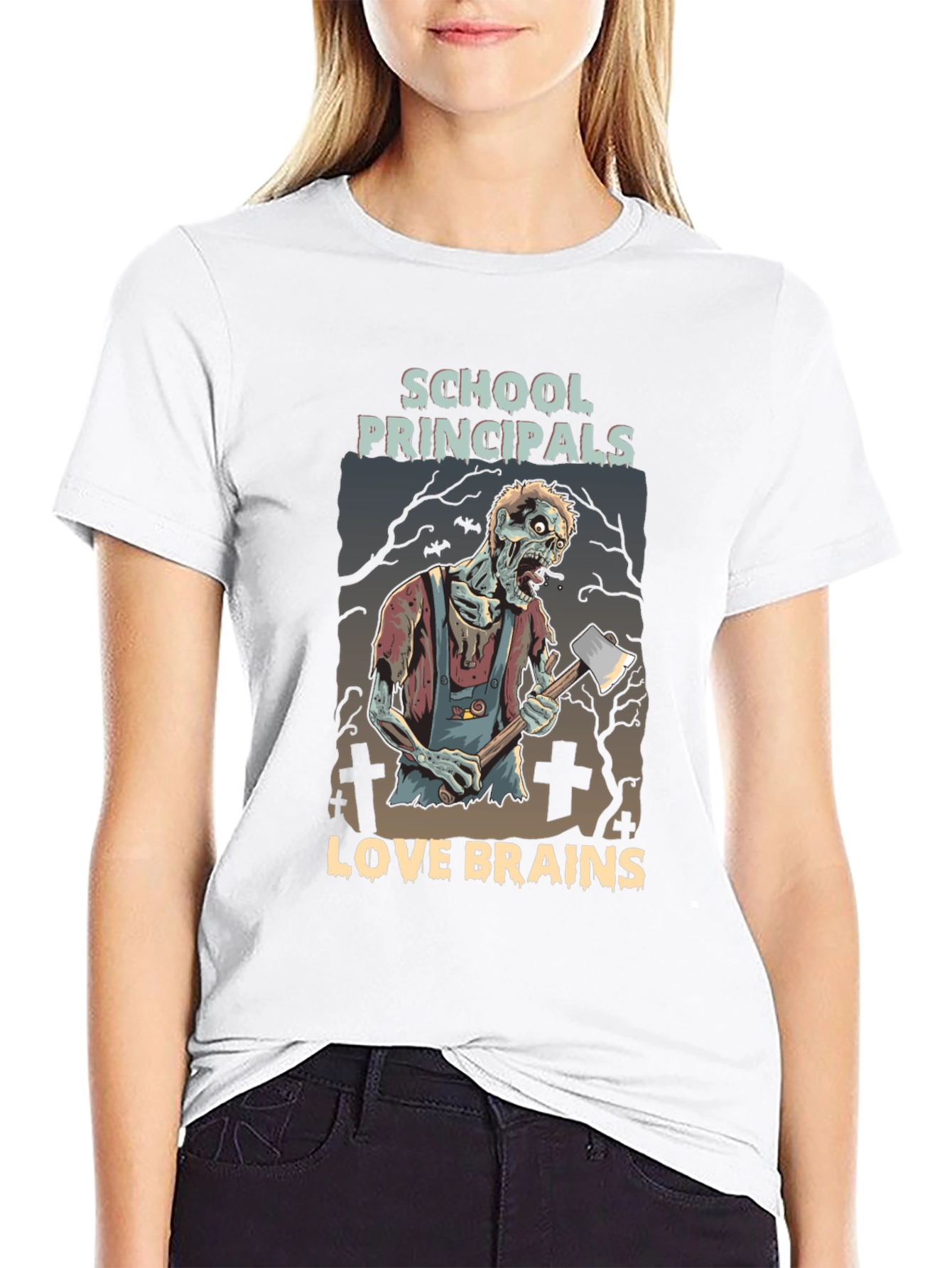 Black School Principals Love Brains Zombie Halloween T-Shirt view 9