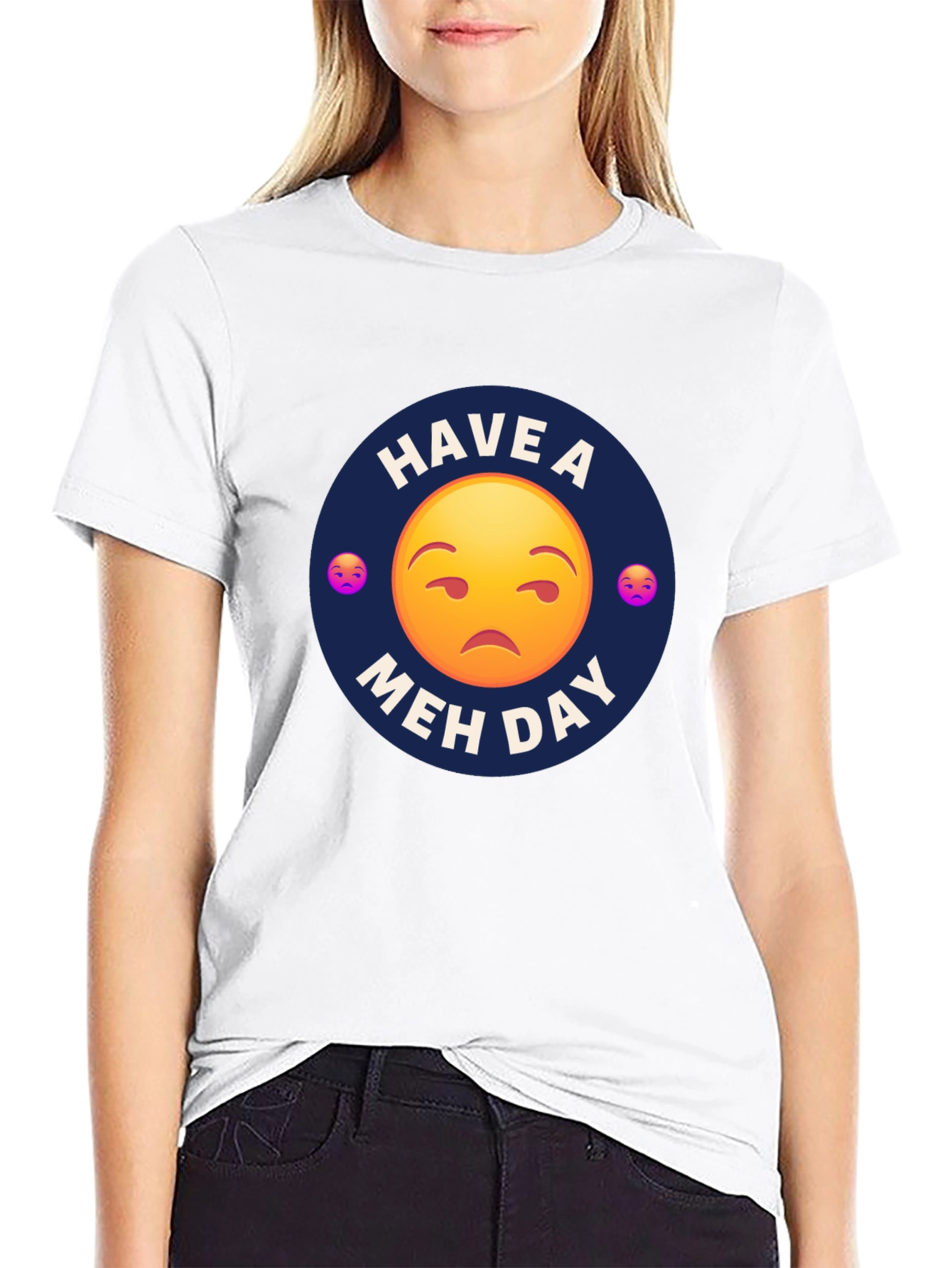 Black Have a Meh Day T-Shirt - Unisex Black Tee view 9
