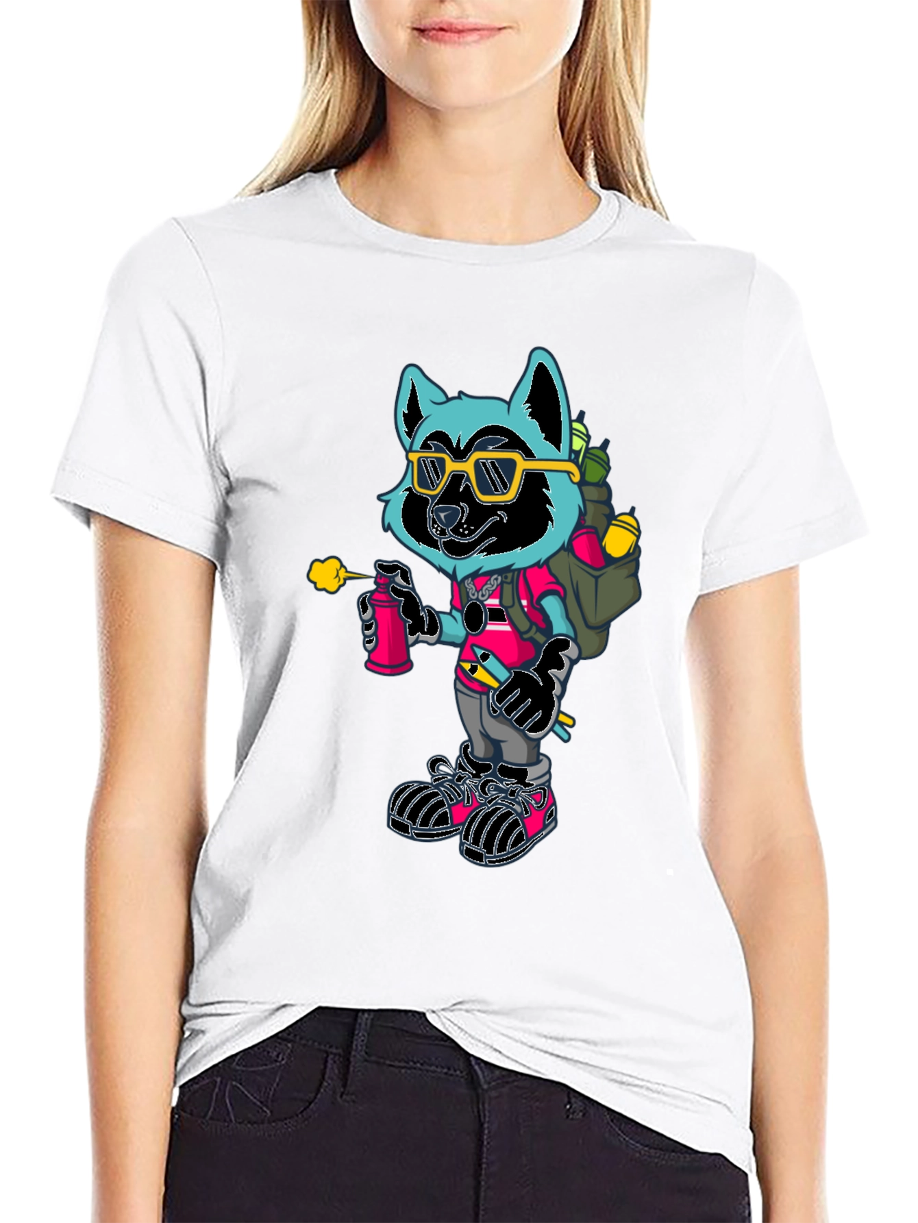 Black Cool Raccoon Graphic Tee view 9