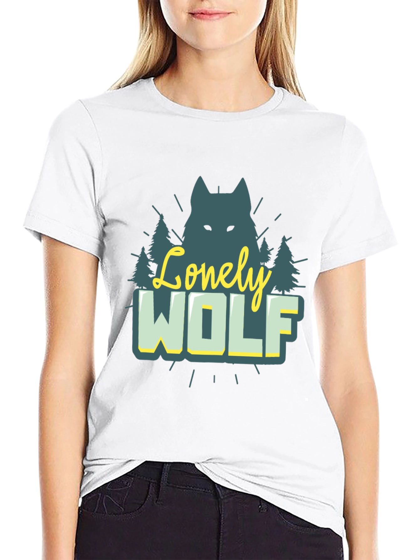 Black Lonely Wolf Graphic Tee - Nature Inspired Black T-Shirt view 9