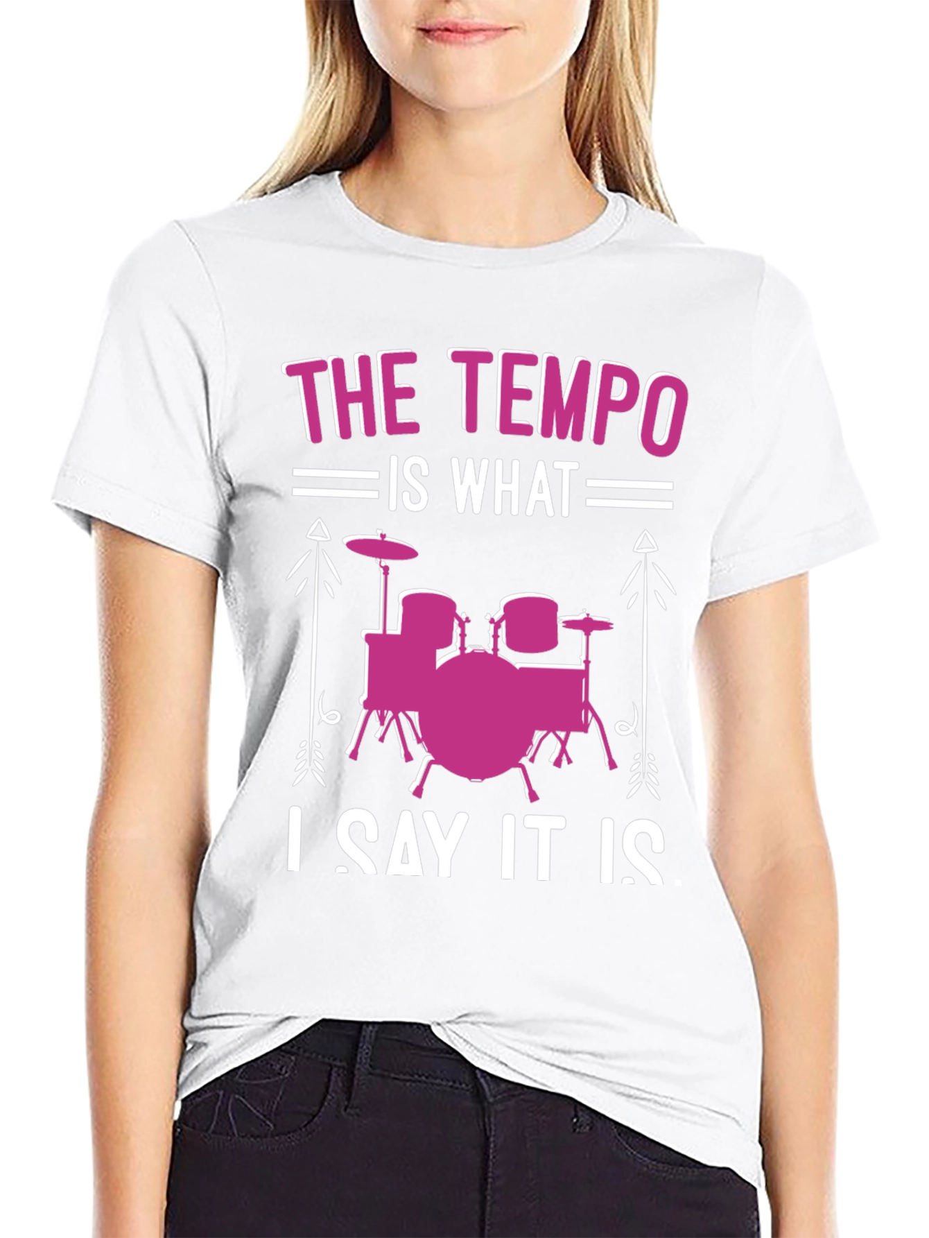 Black The Tempo is What I Say It Is Drummer T-Shirt view 9