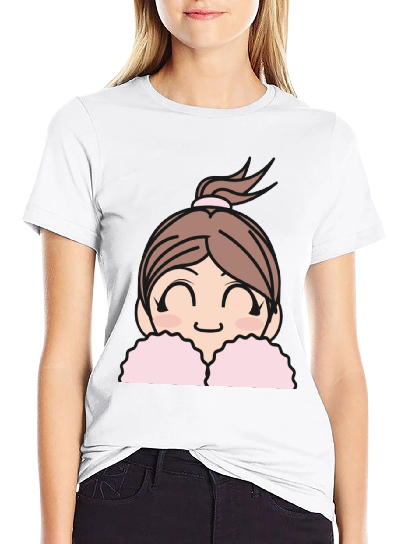Black Cute Anime Girl Graphic Black T-Shirt view 9
