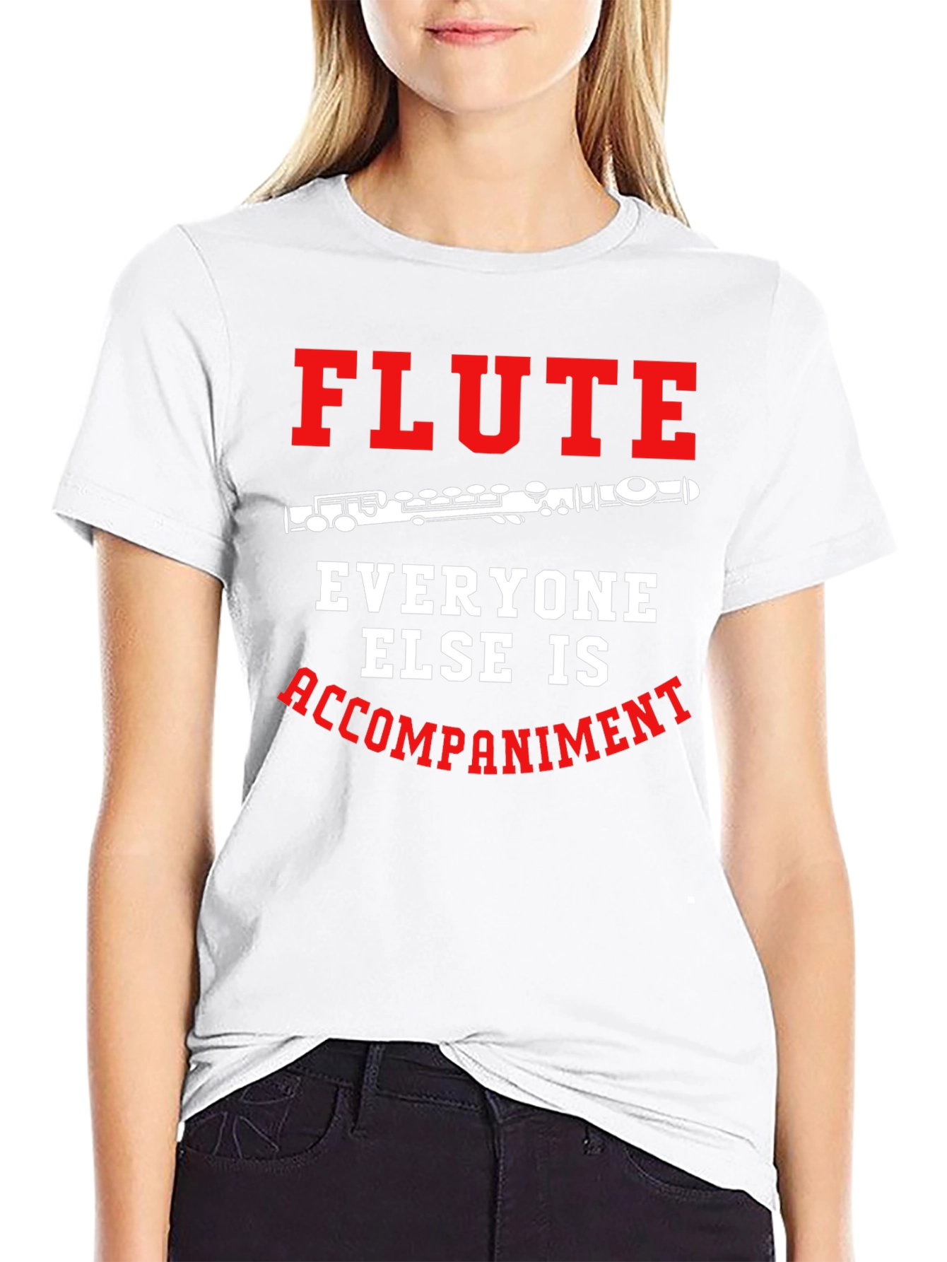 Black Flute Player T-Shirt: Everyone Else Accompaniment view 9