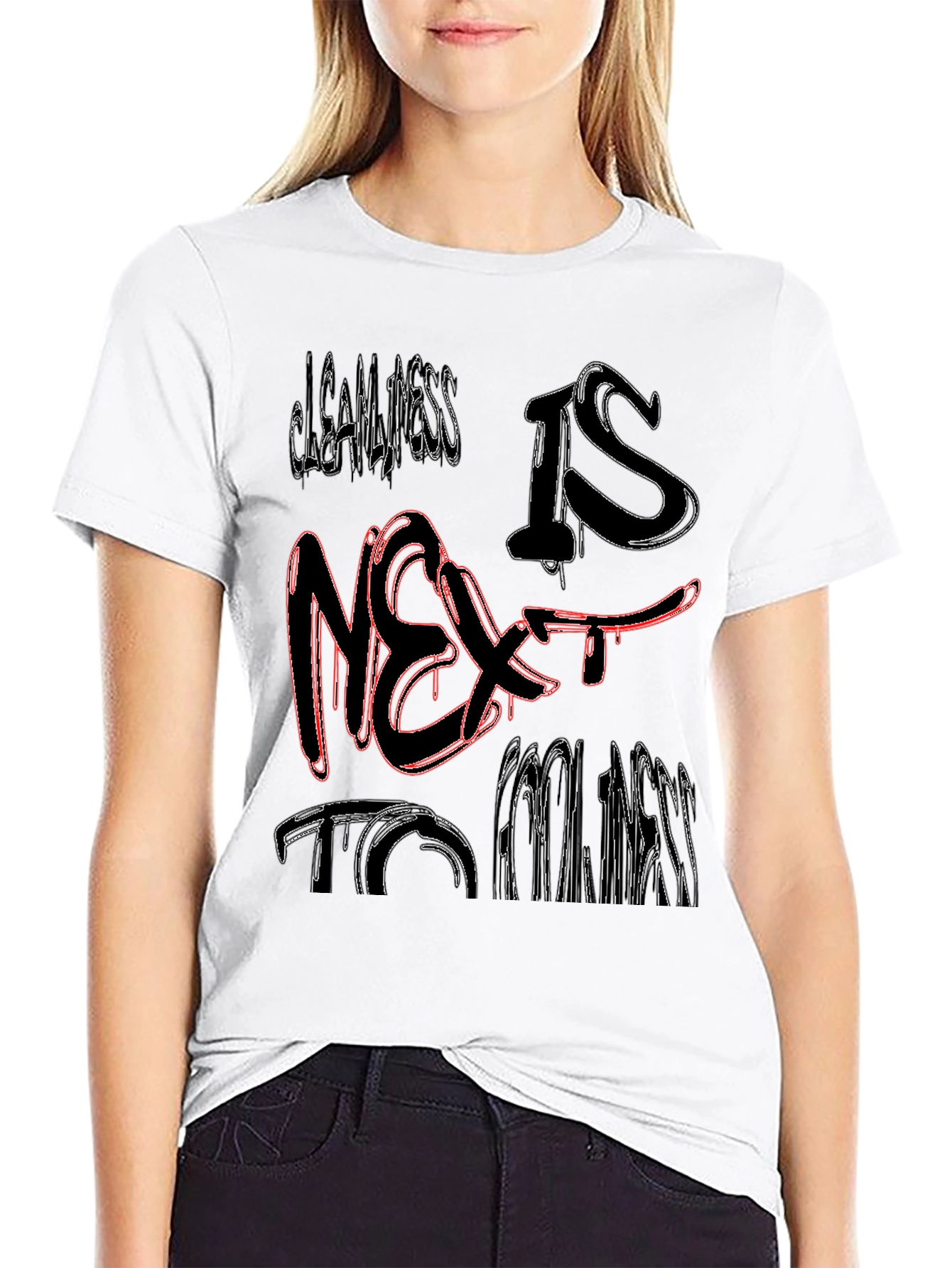 Black Cleanliness is Next to Coolness Graphic Tee view 9