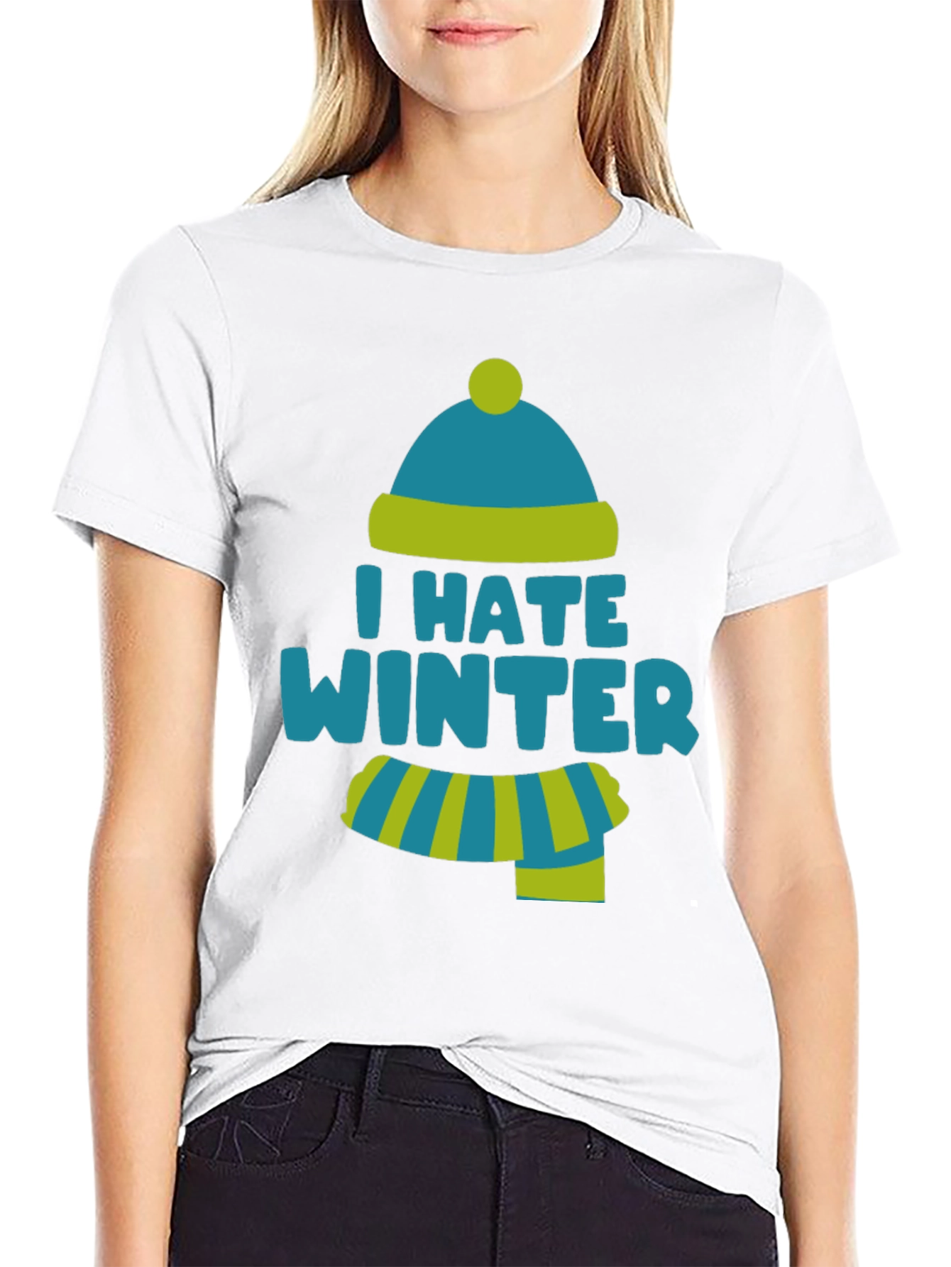 Black I Hate Winter Funny T-Shirt view 9
