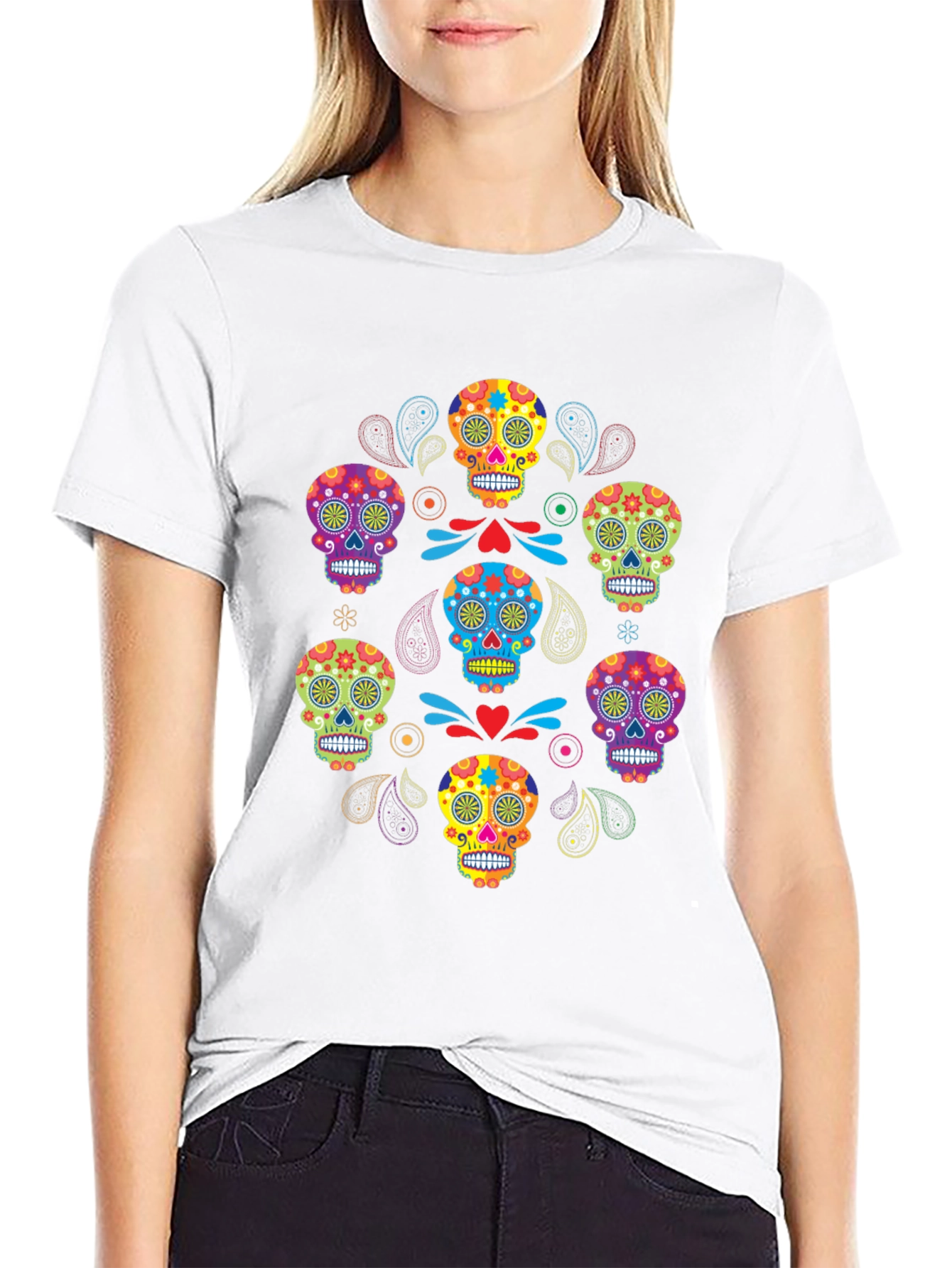 Black Sugar Skull T-Shirt - Day of the Dead view 9