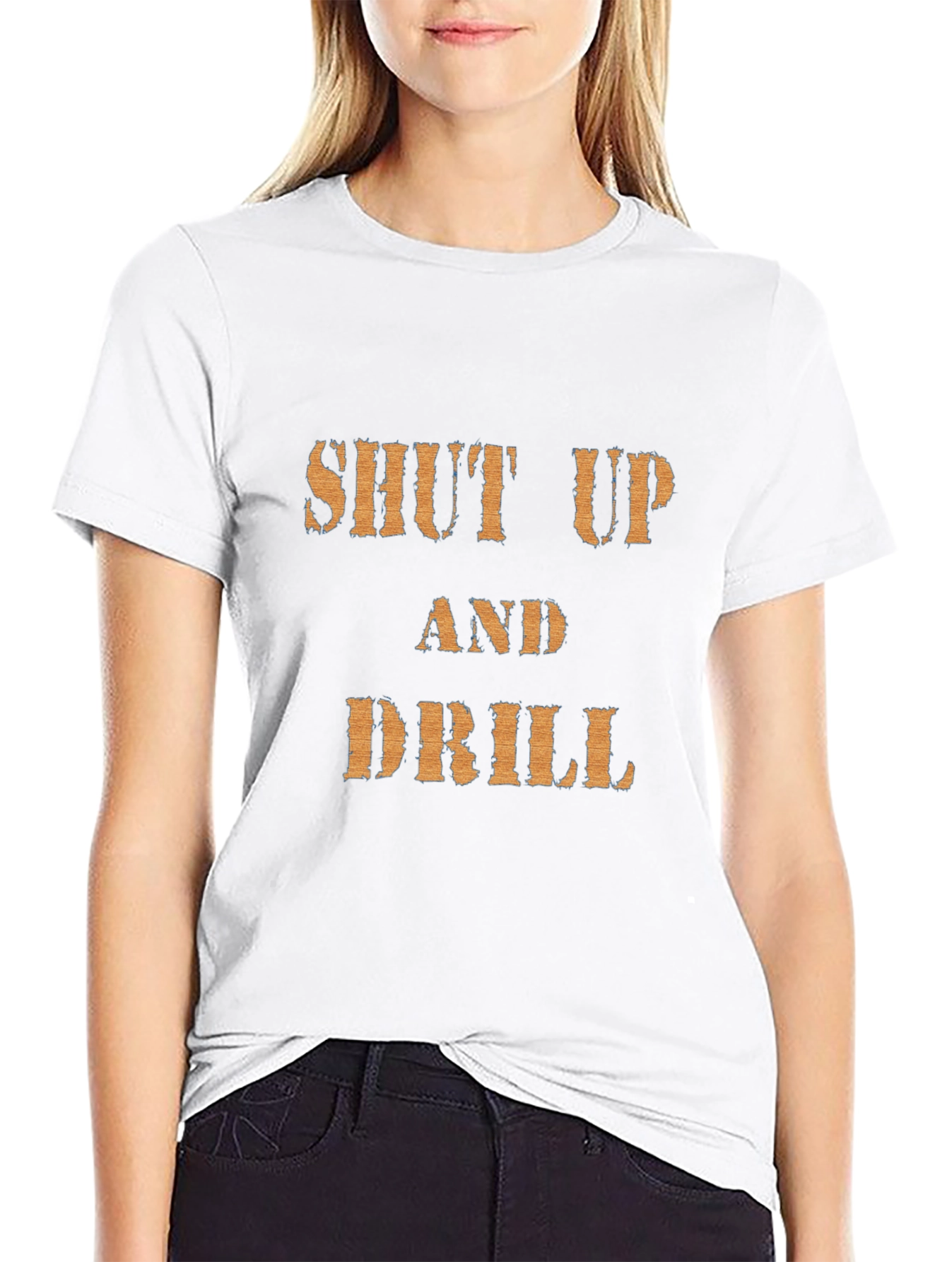 Black Shut Up and Drill Graphic Tee - Black Cotton T-Shirt view 9