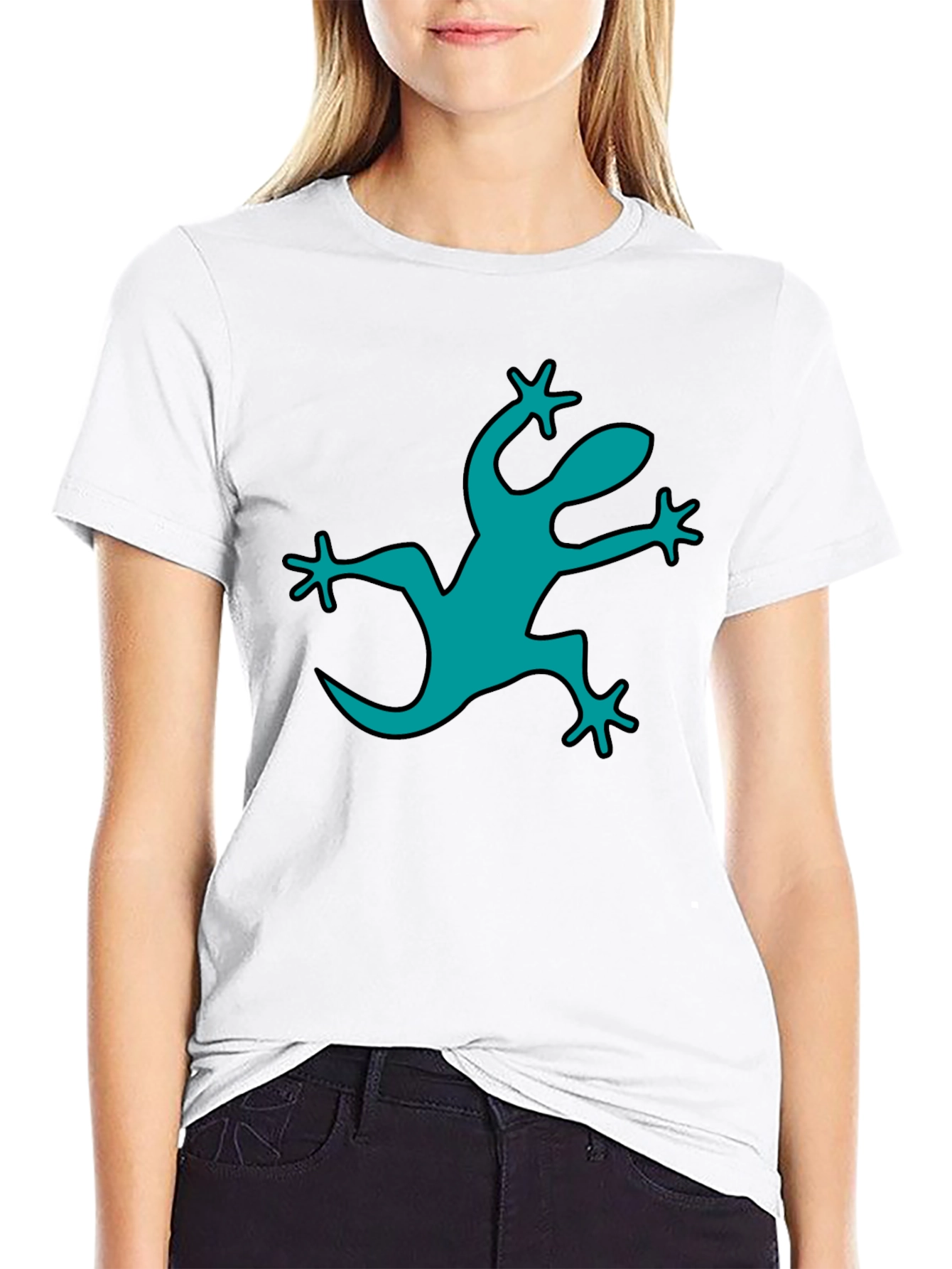 Black Cool Gecko Graphic Black T-Shirt view 9