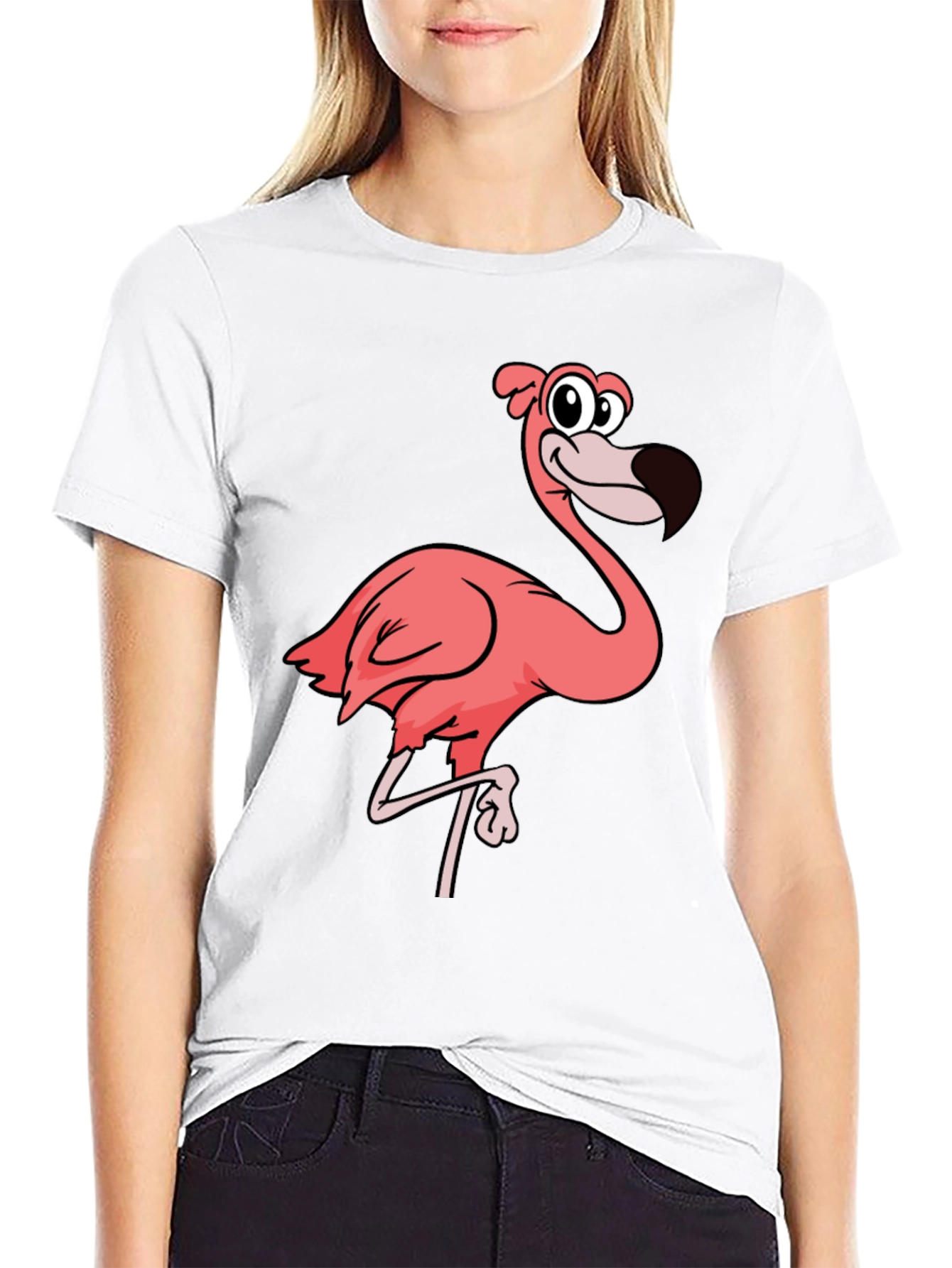 Black Flamingo Graphic Tee - Black Cotton T-Shirt view 9