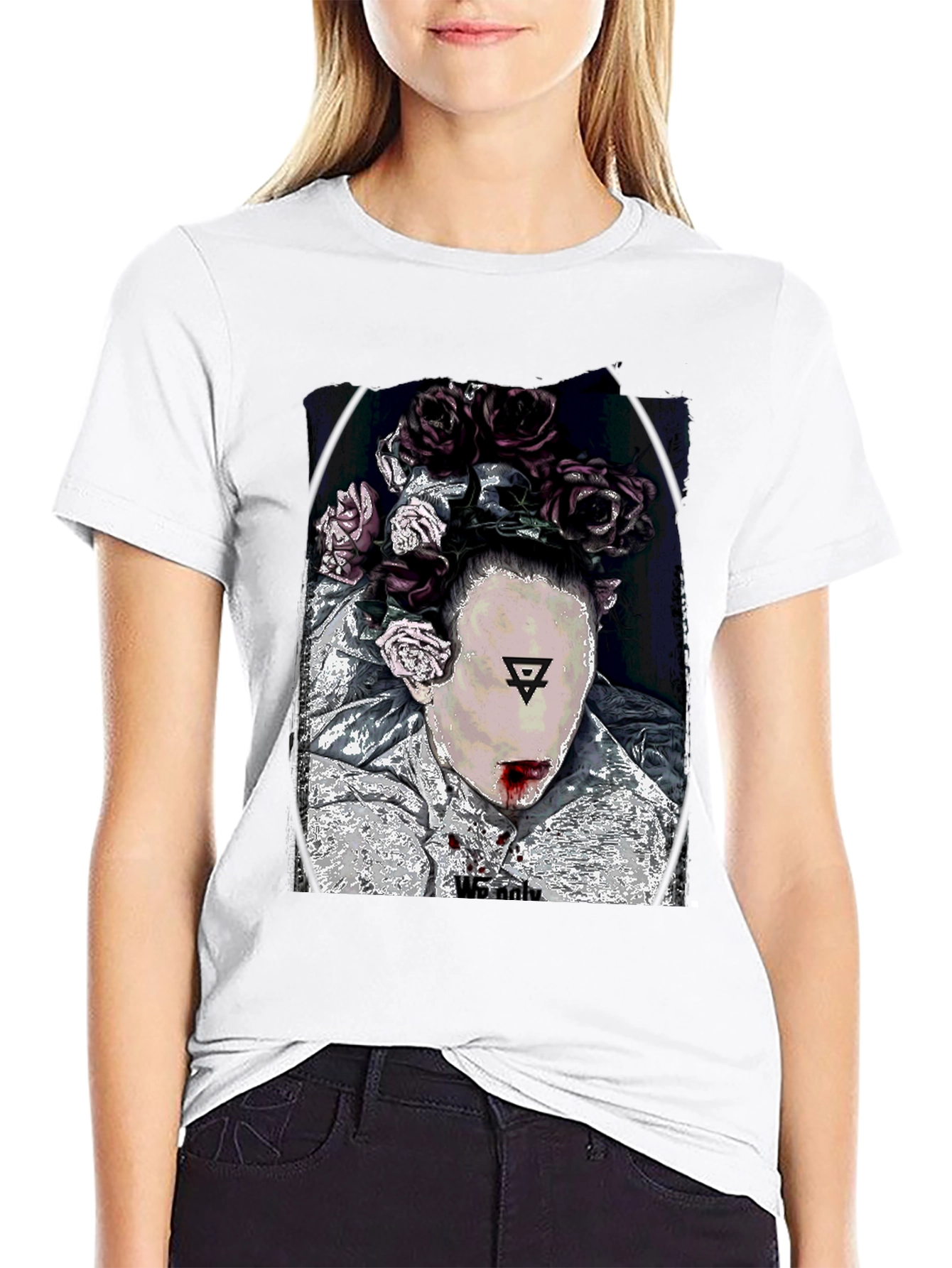 Black Floral Crown Graphic Black T-Shirt view 9