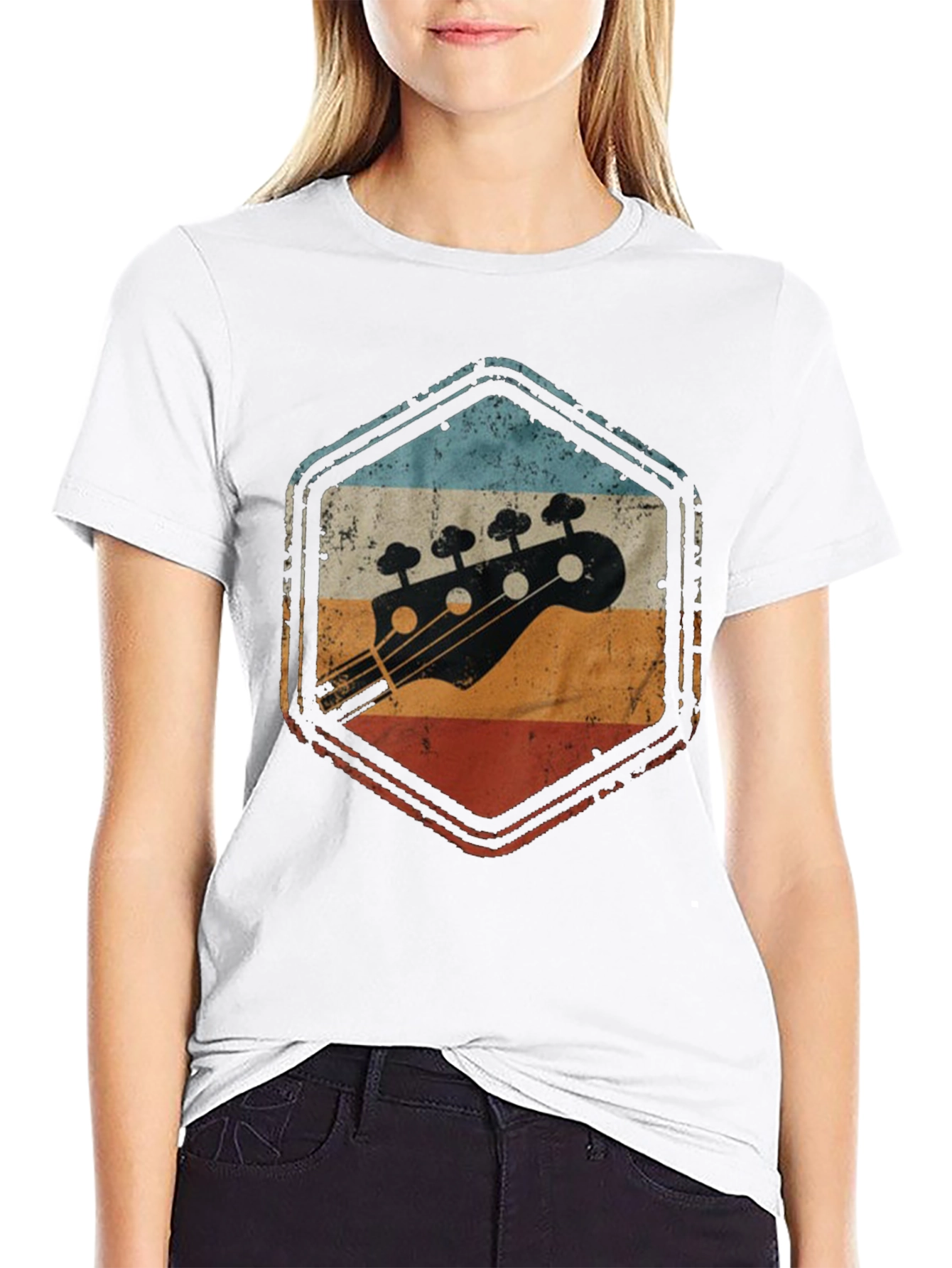 Black Retro Bass Guitar T-Shirt - Vintage Style view 9