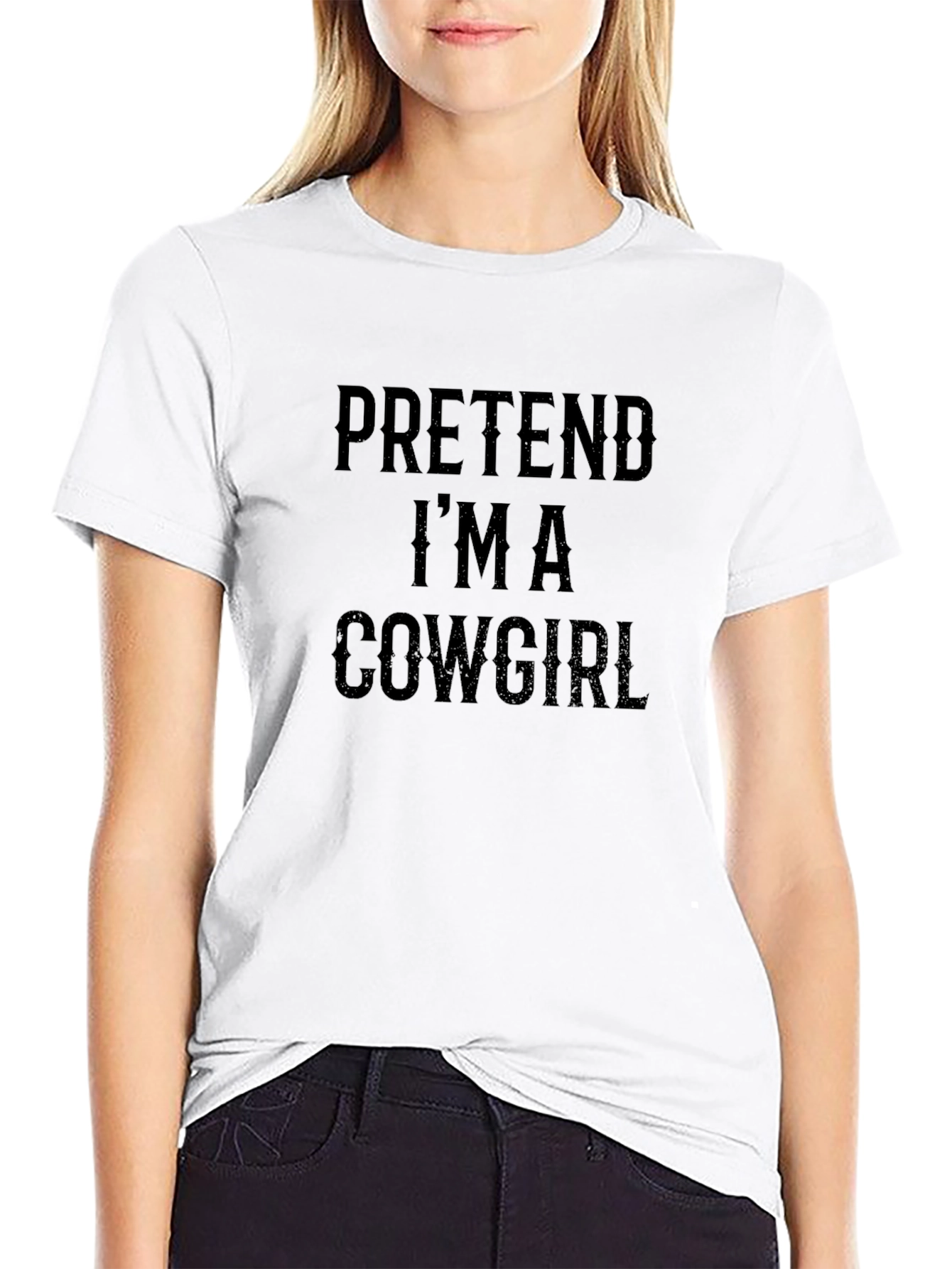 Black Pretend I'm a Cowgirl Graphic T-Shirt view 9