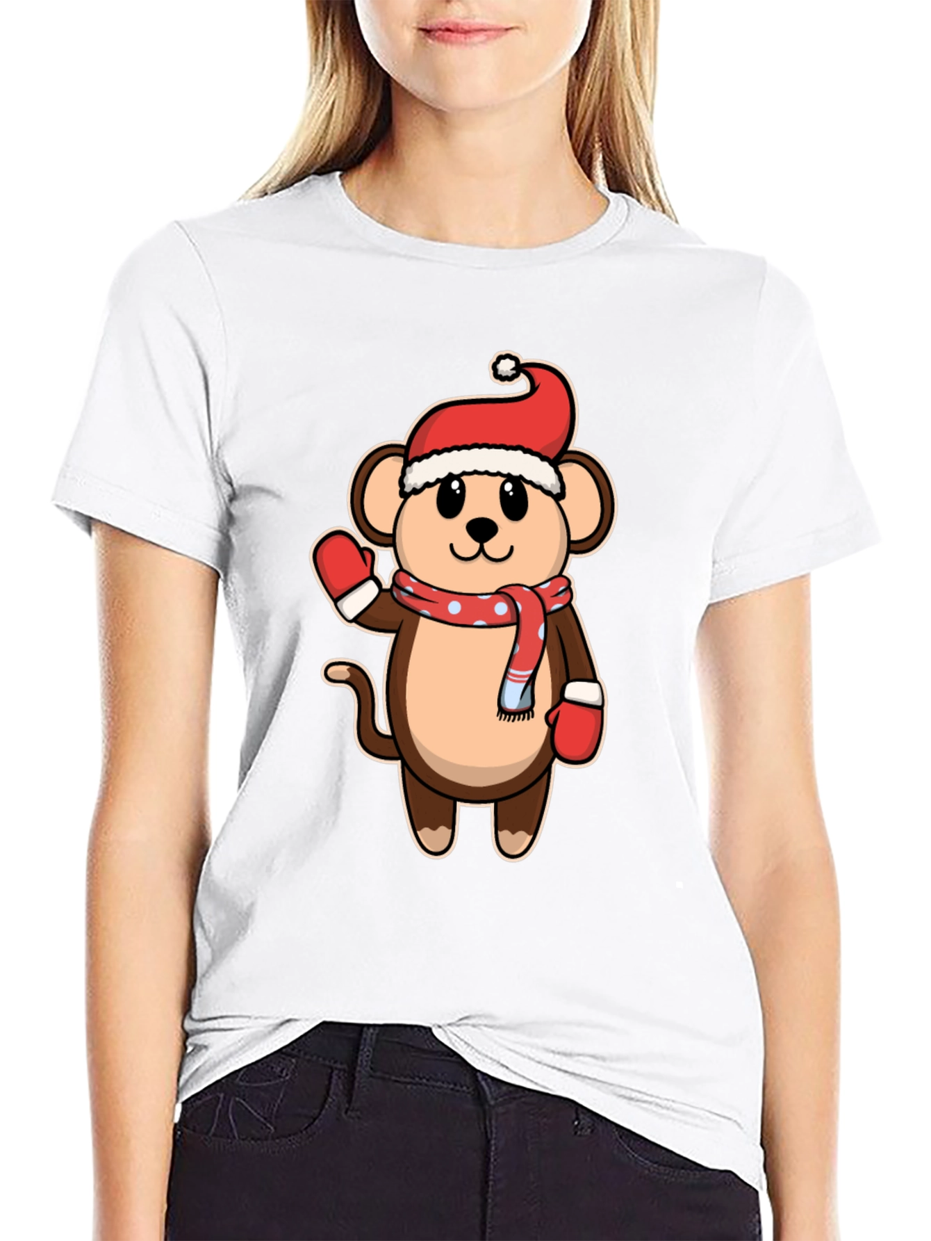 Black Festive Monkey T-Shirt - Holiday Cheer! view 9