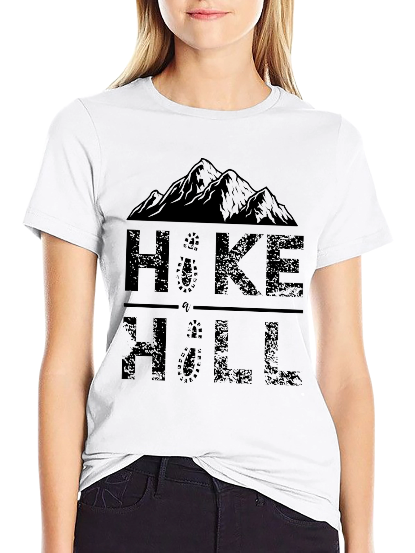 Black Hike a Hill Graphic Print Crew Neck T-Shirt view 9