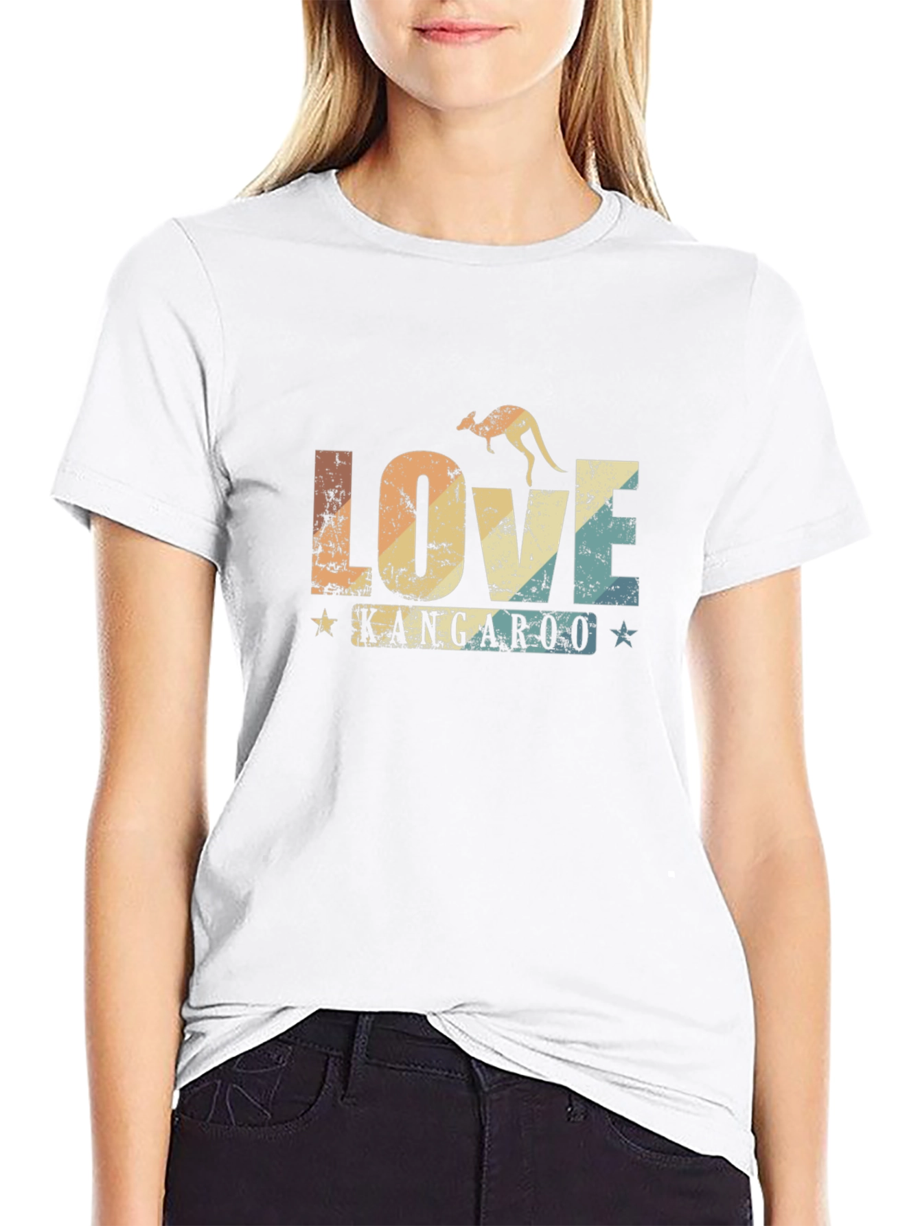 Black Love Kangaroo Retro Graphic T-Shirt view 9