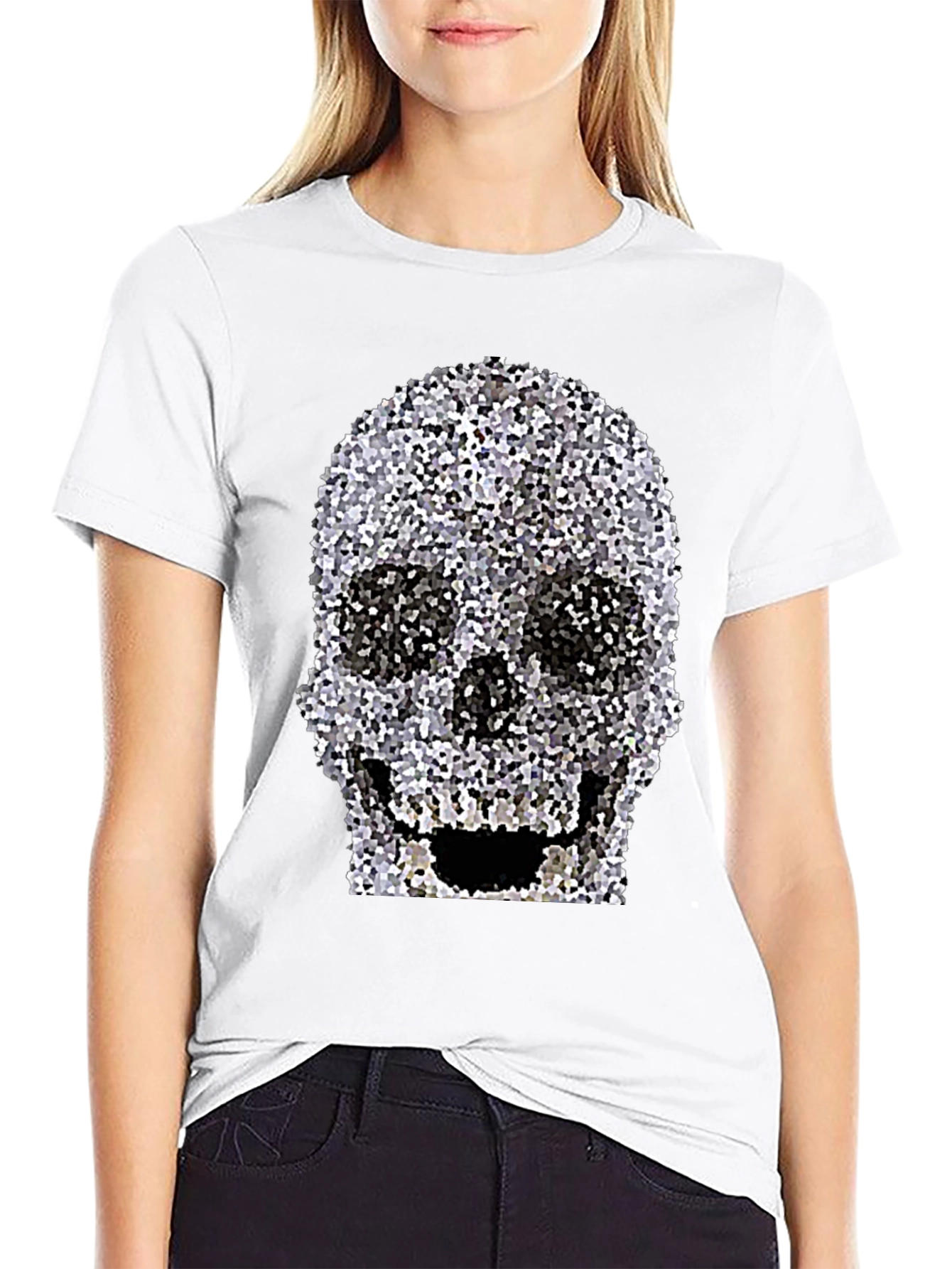 Black Skull Graphic Print T-Shirt view 9