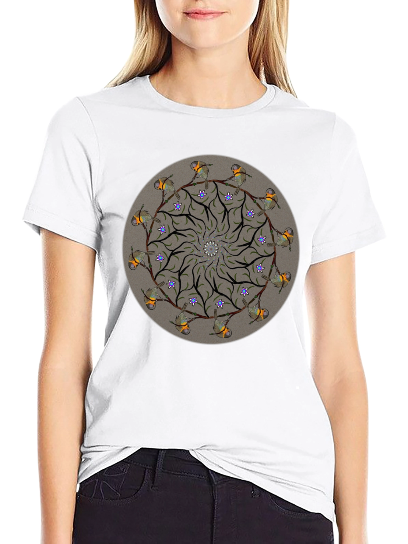 Black Bird Mandala Graphic Tee - Unique Nature Design view 9