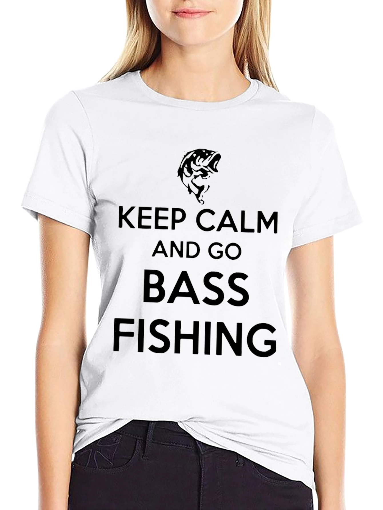 Black Keep Calm and Go Bass Fishing T-Shirt view 9