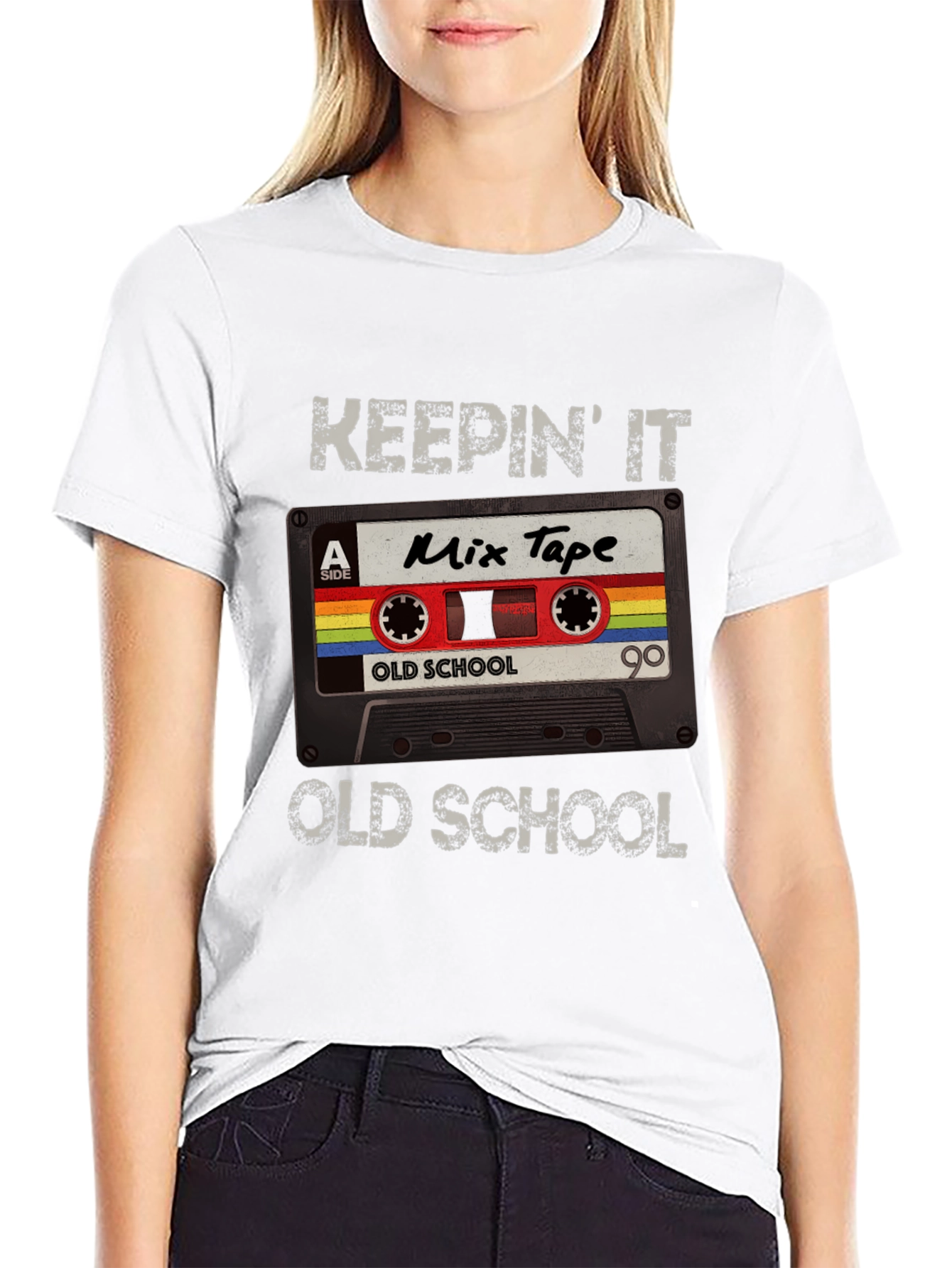 Black Keepin' It Old School Mix Tape Graphic Tee view 9