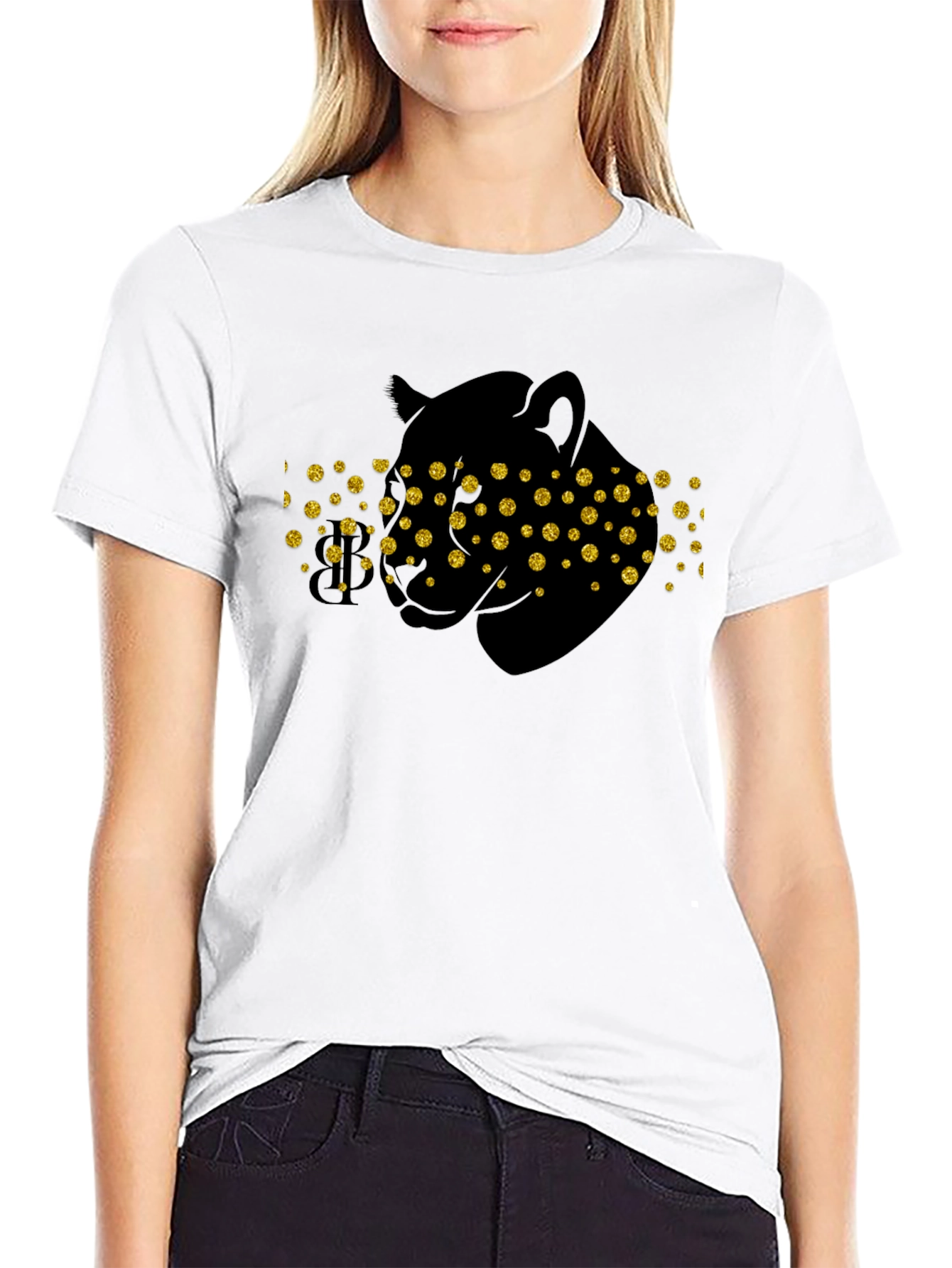 Black Black Panther Tee - Gold Glitter Eyes view 9