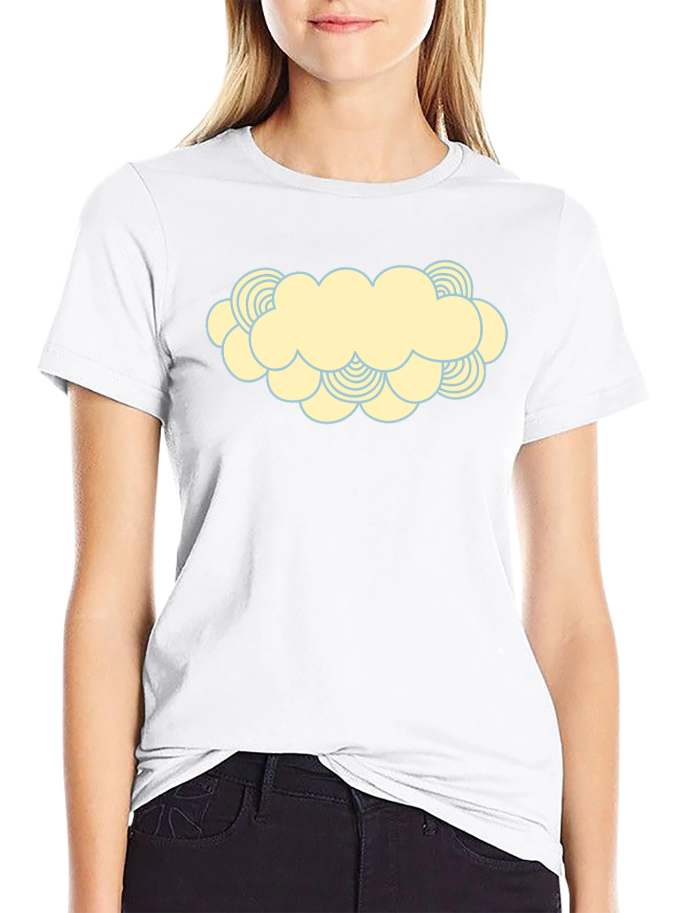 Black Cartoon Cloud Graphic Print T-Shirt view 9