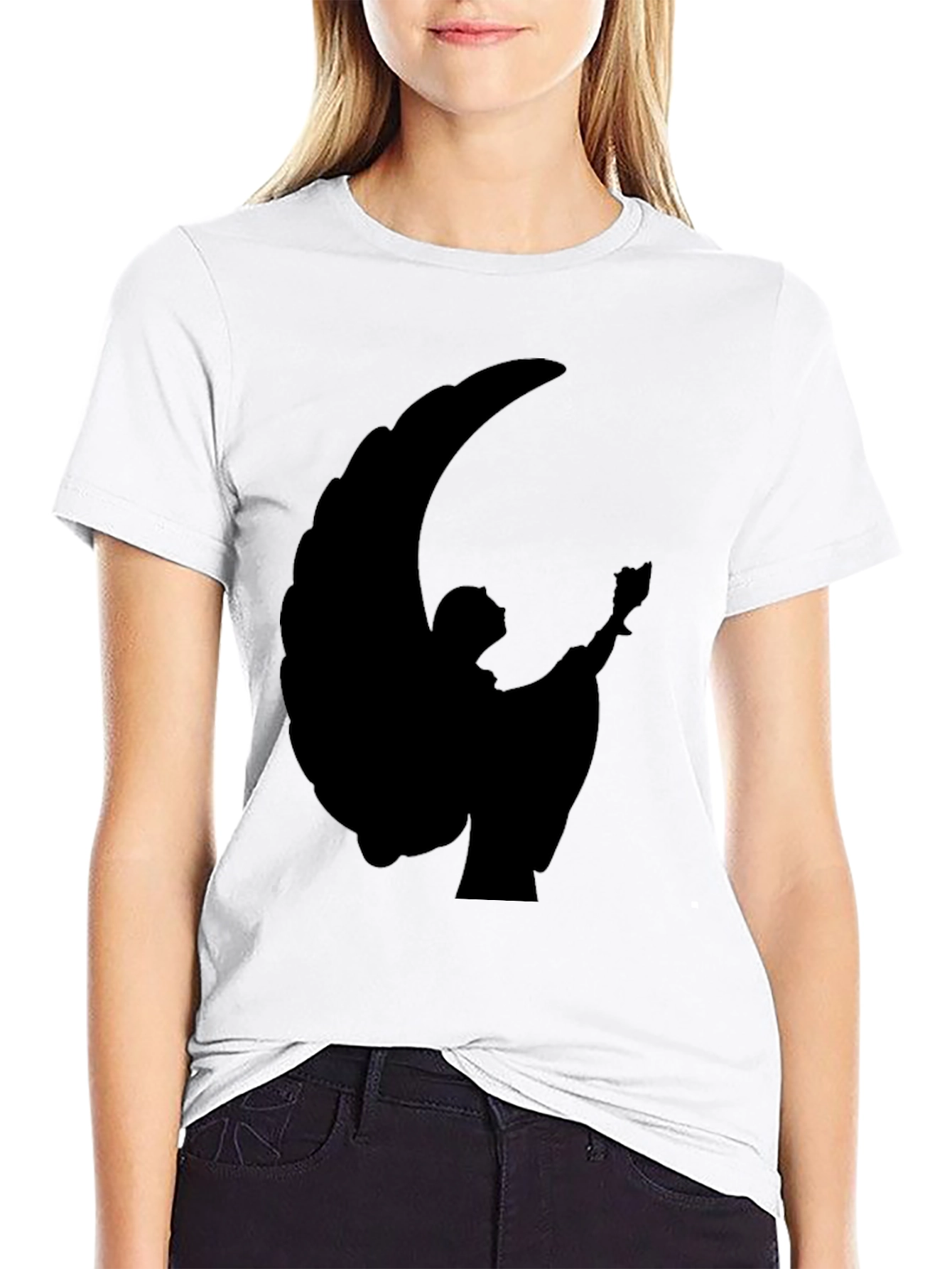 Black Angel Silhouette Black T-Shirt view 9