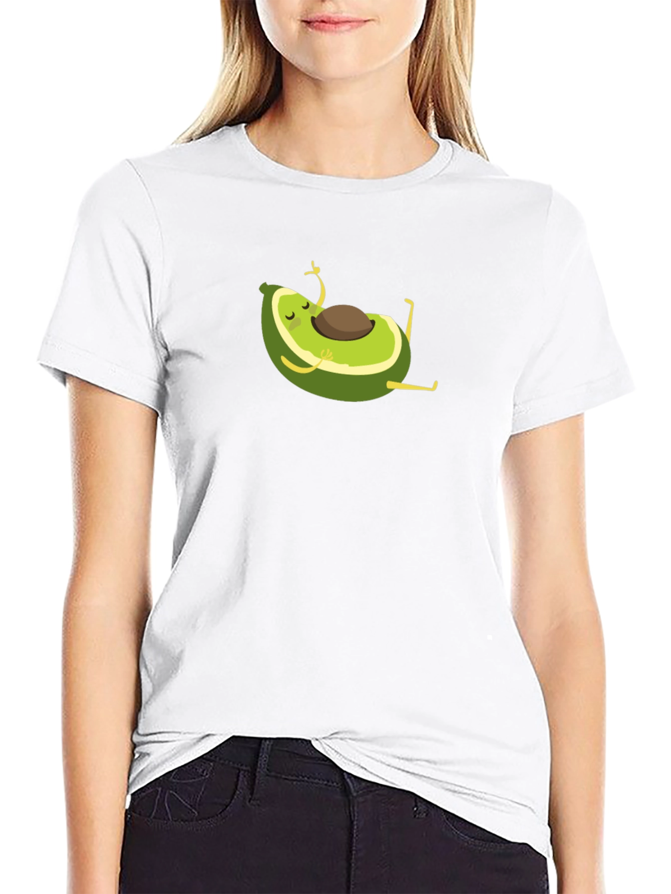Black Yoga Avocado Black T-Shirt - Meditating Fruit Fun! view 9