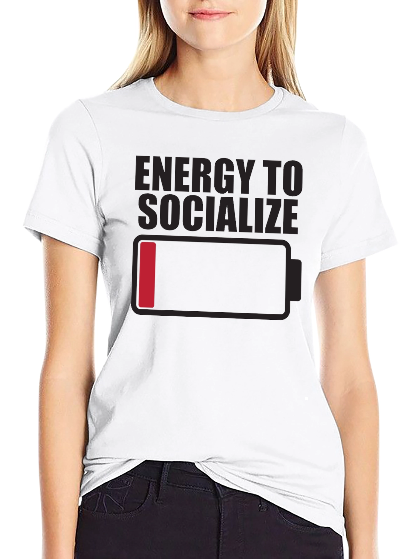 Black Low Energy Socializing Humor Graphic Tee view 9