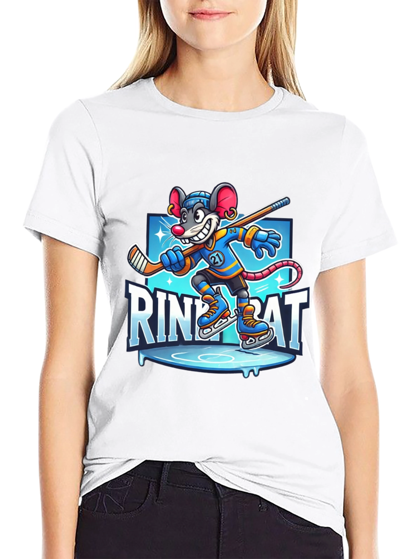 Black Rink Rat Hockey T-Shirt view 9