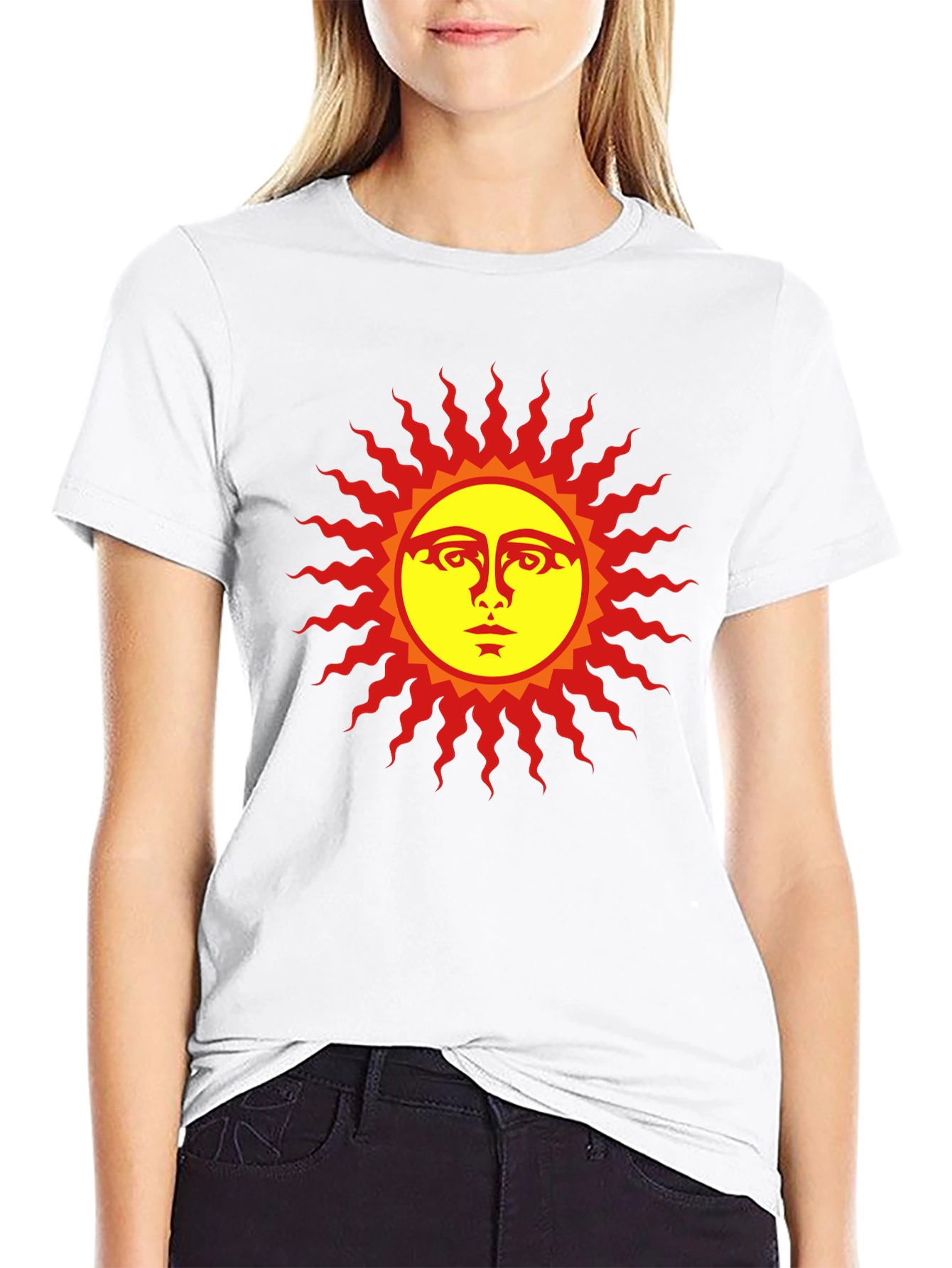 Black Sun Face Graphic Black T-Shirt view 9