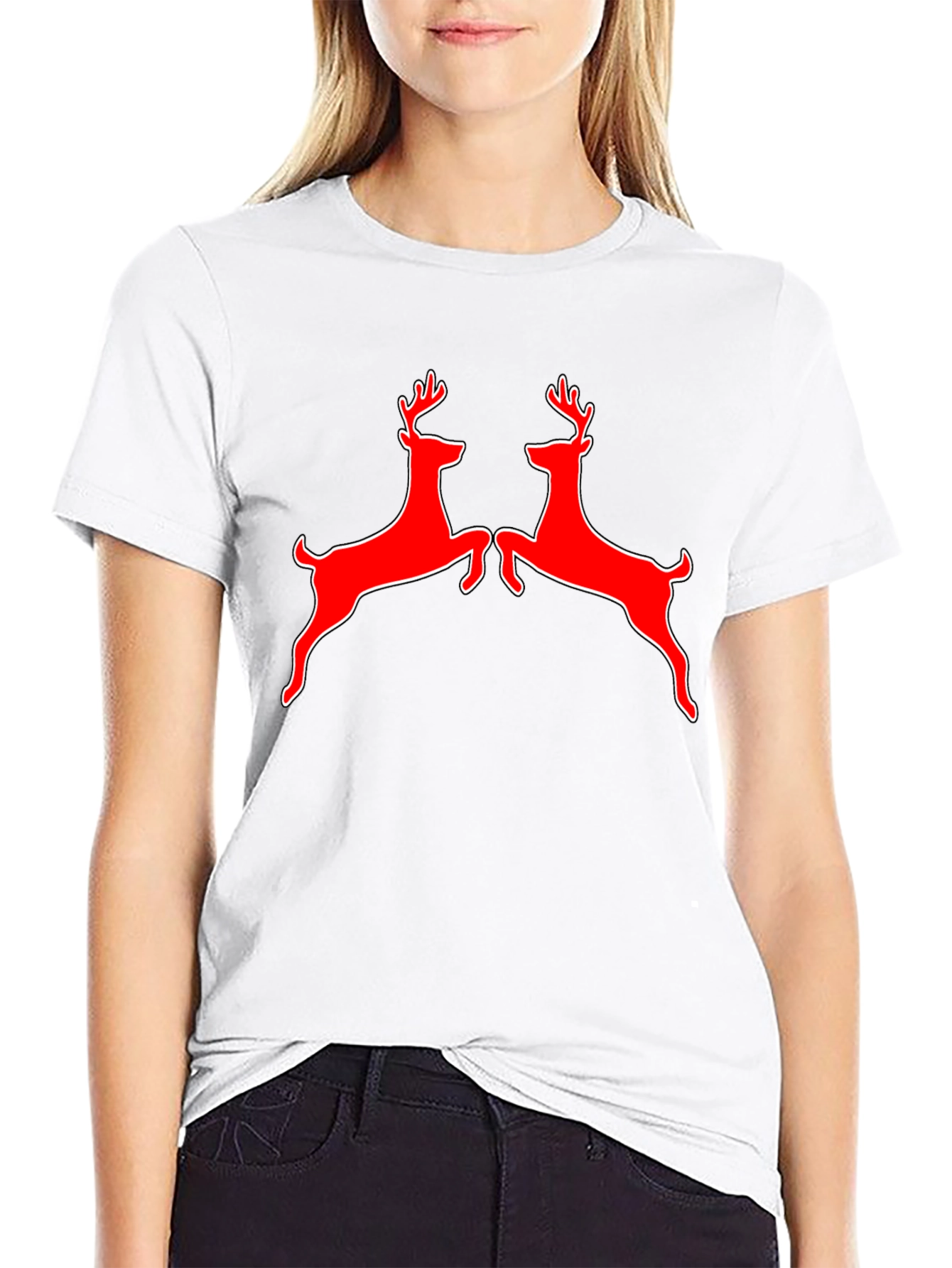 Black Red Deer Graphic Tee - Black Cotton Shirt view 9