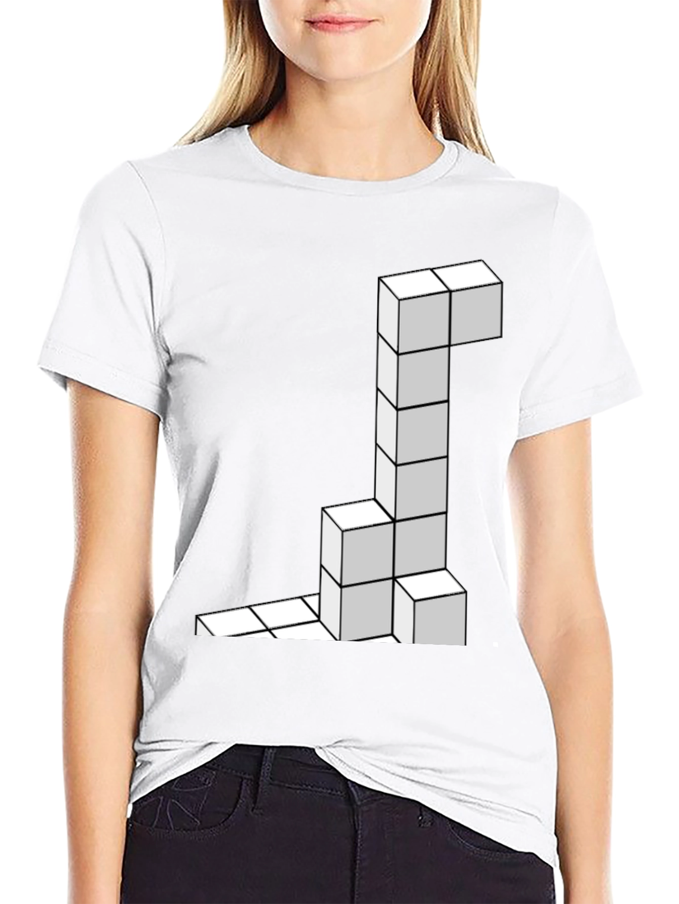 Black Tetris Block Black T-Shirt view 9