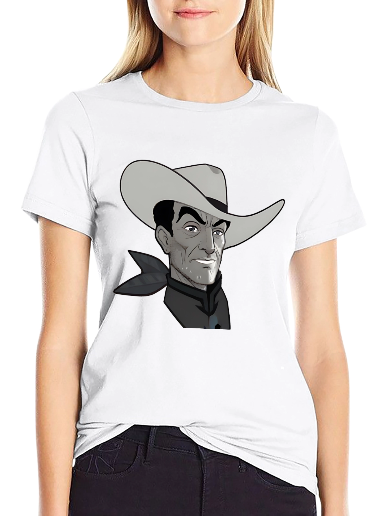 Black Retro Cartoon Cowboy Graphic Tee view 9