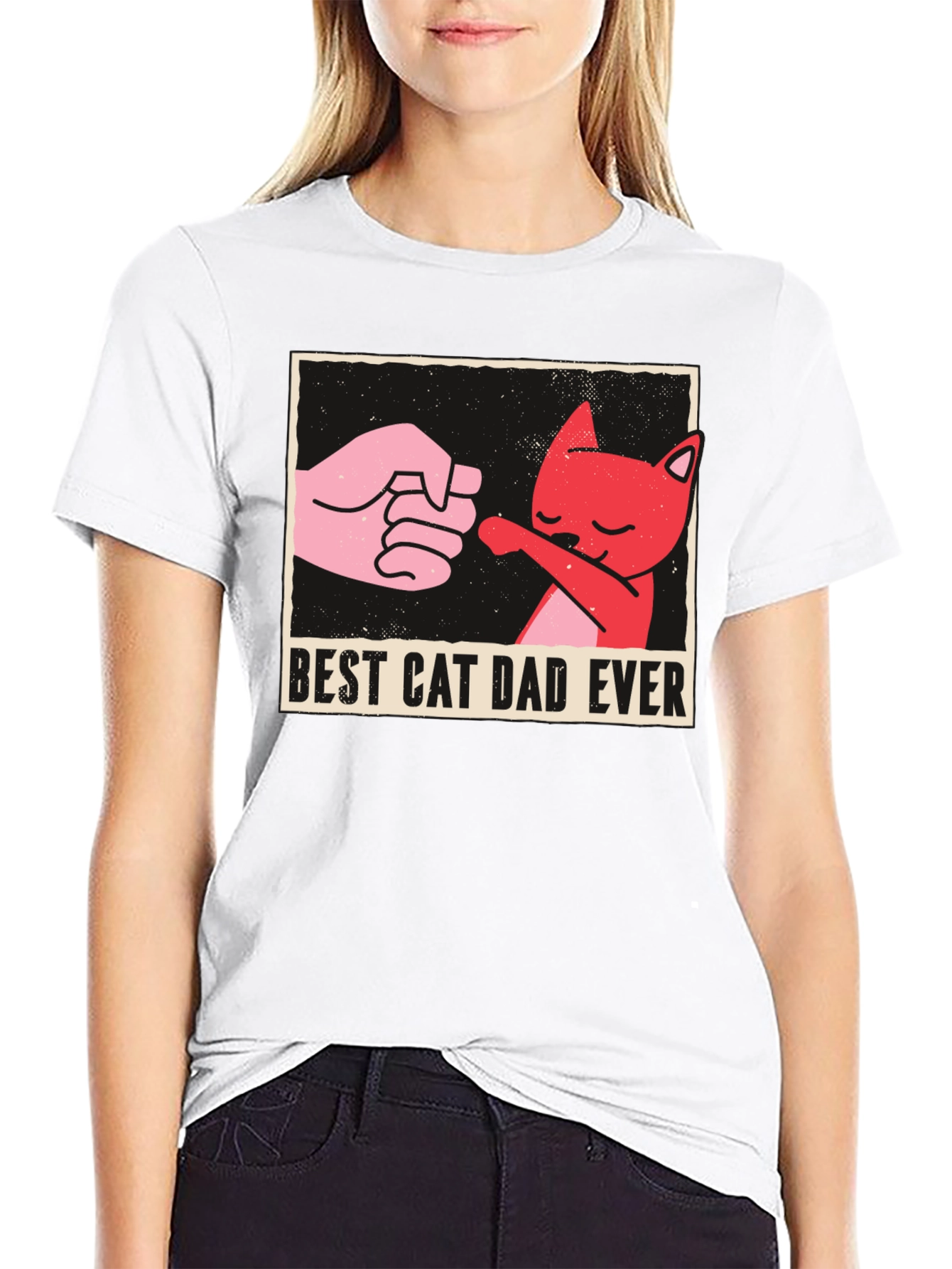 Black Best Cat Dad Ever Graphic Tee - Fun Novelty Shirt view 9