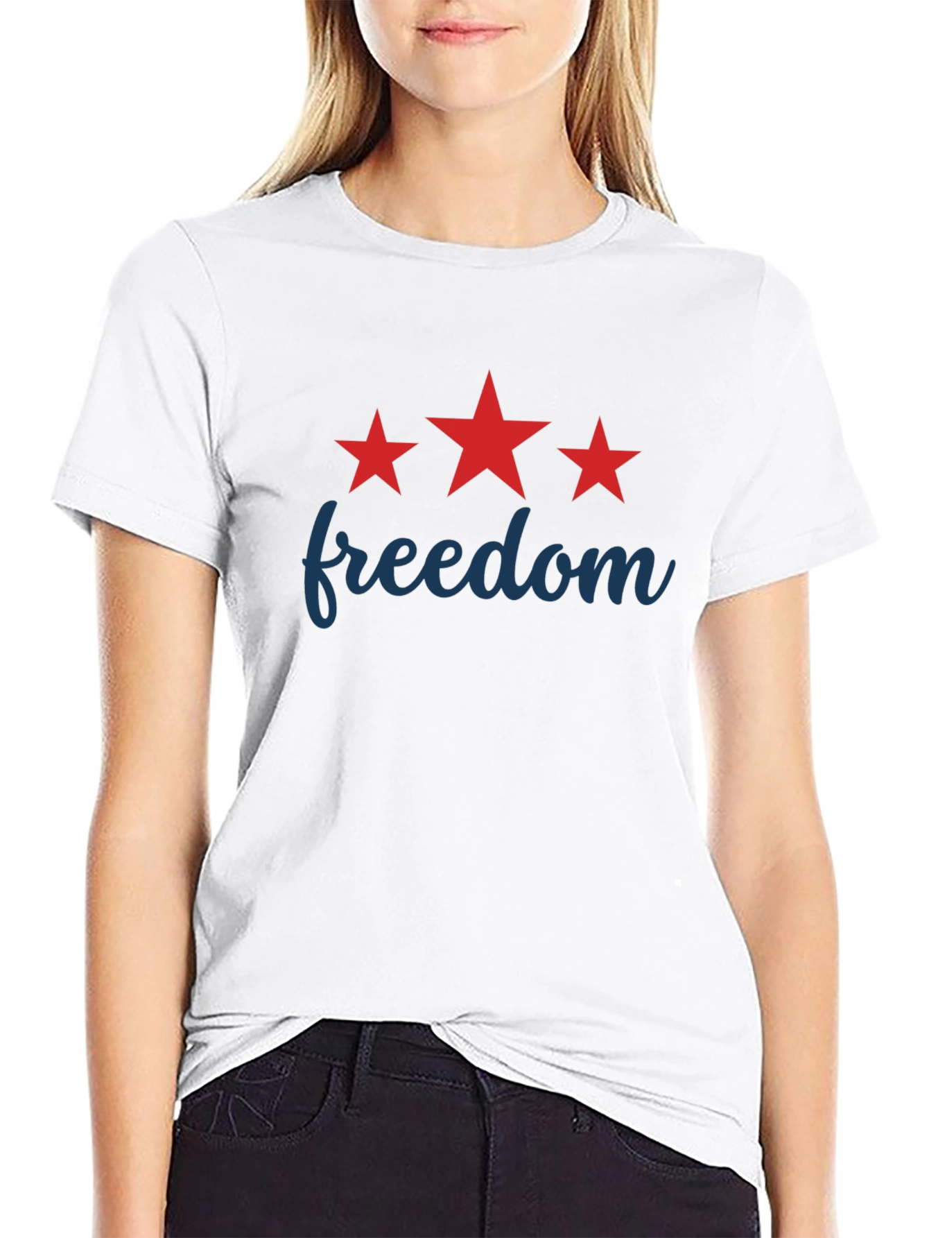 Black Freedom Star Graphic Tee - Patriotic Style view 9