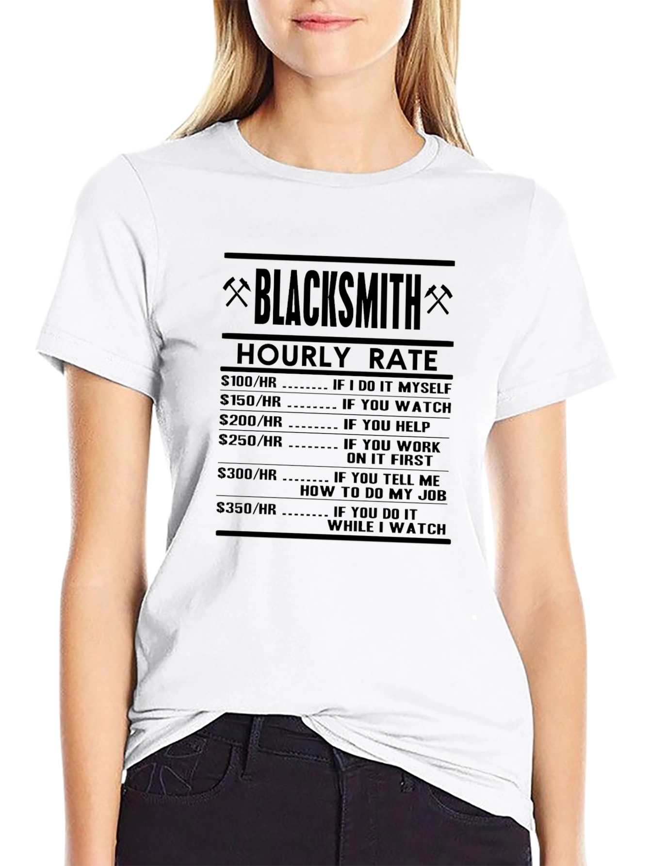 Black Blacksmith Hourly Rate Novelty T-Shirt view 9