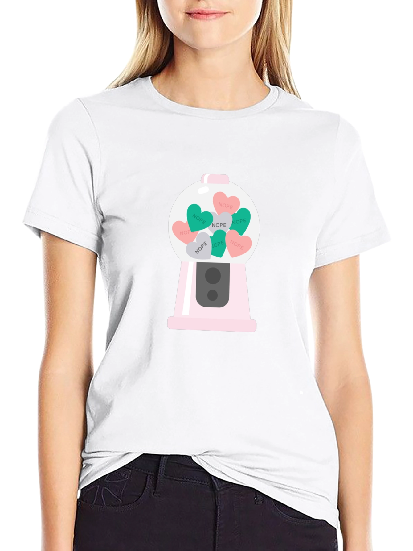 Black Nope Candy Heart Gumball Machine T-Shirt view 9