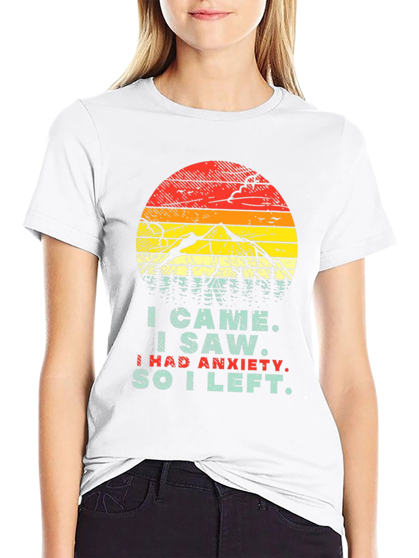 Black Anxiety Mountain Graphic T-Shirt view 9