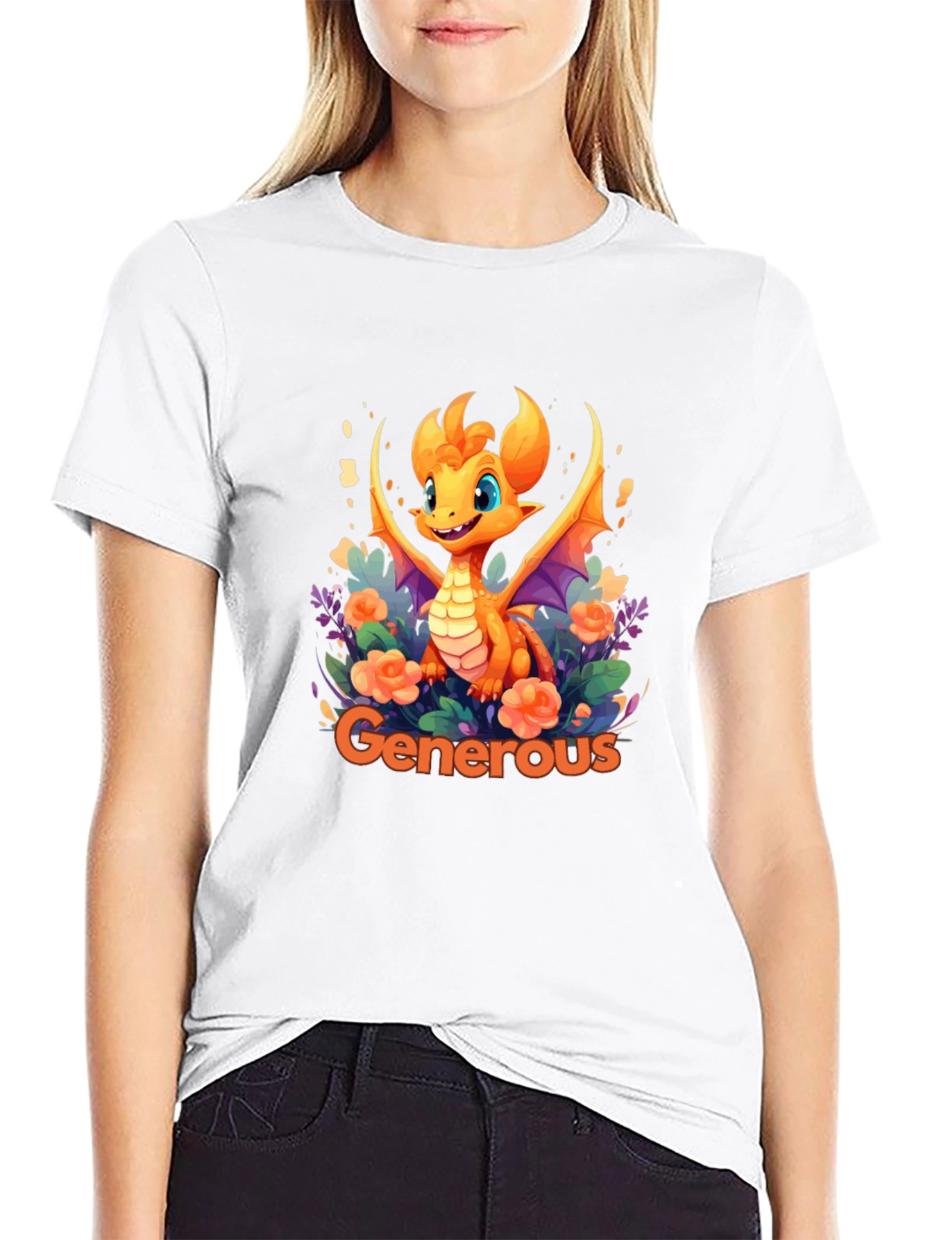 Black Generous Dragon Graphic T-Shirt view 9