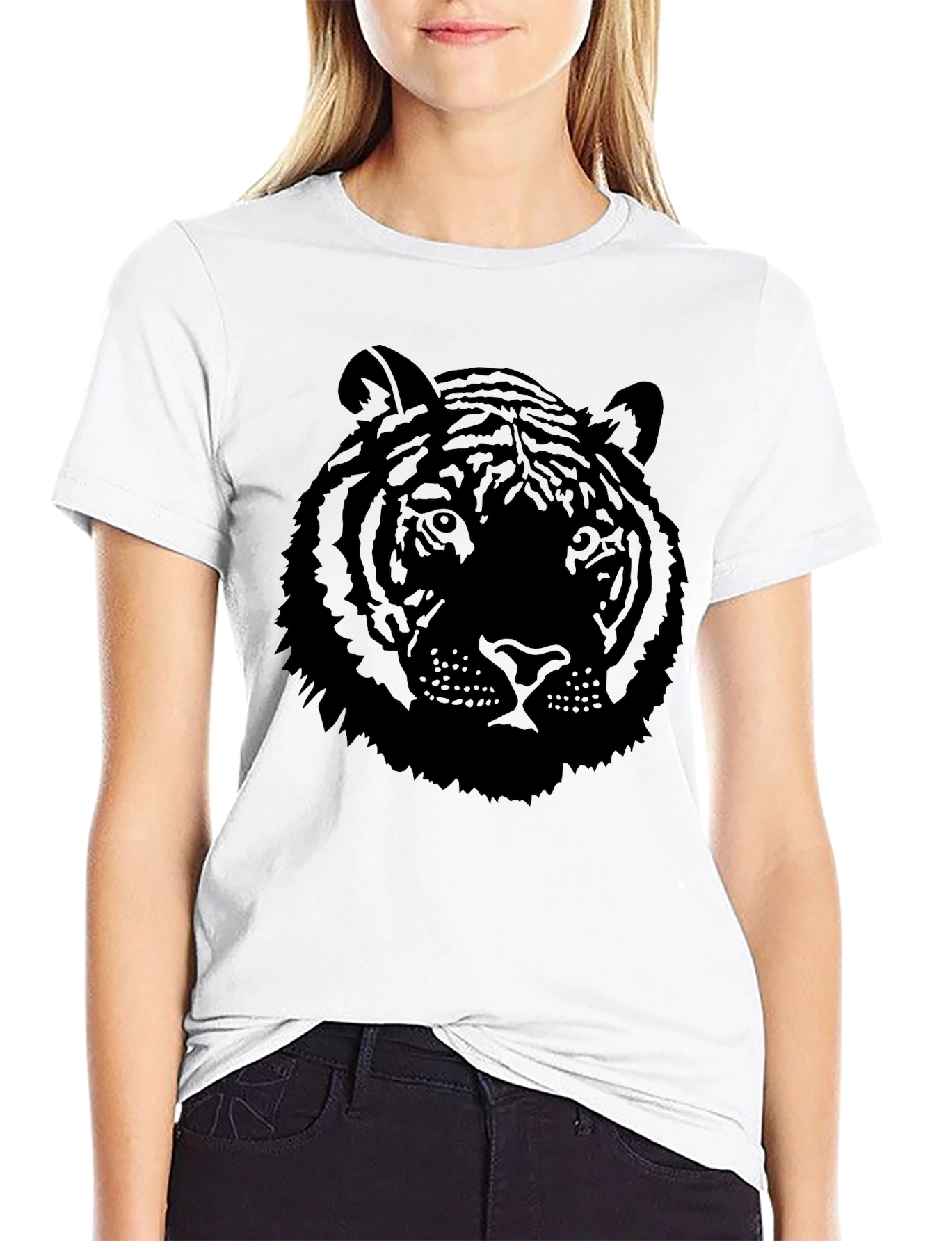 Black Men's Black Tiger Graphic T-Shirt view 9