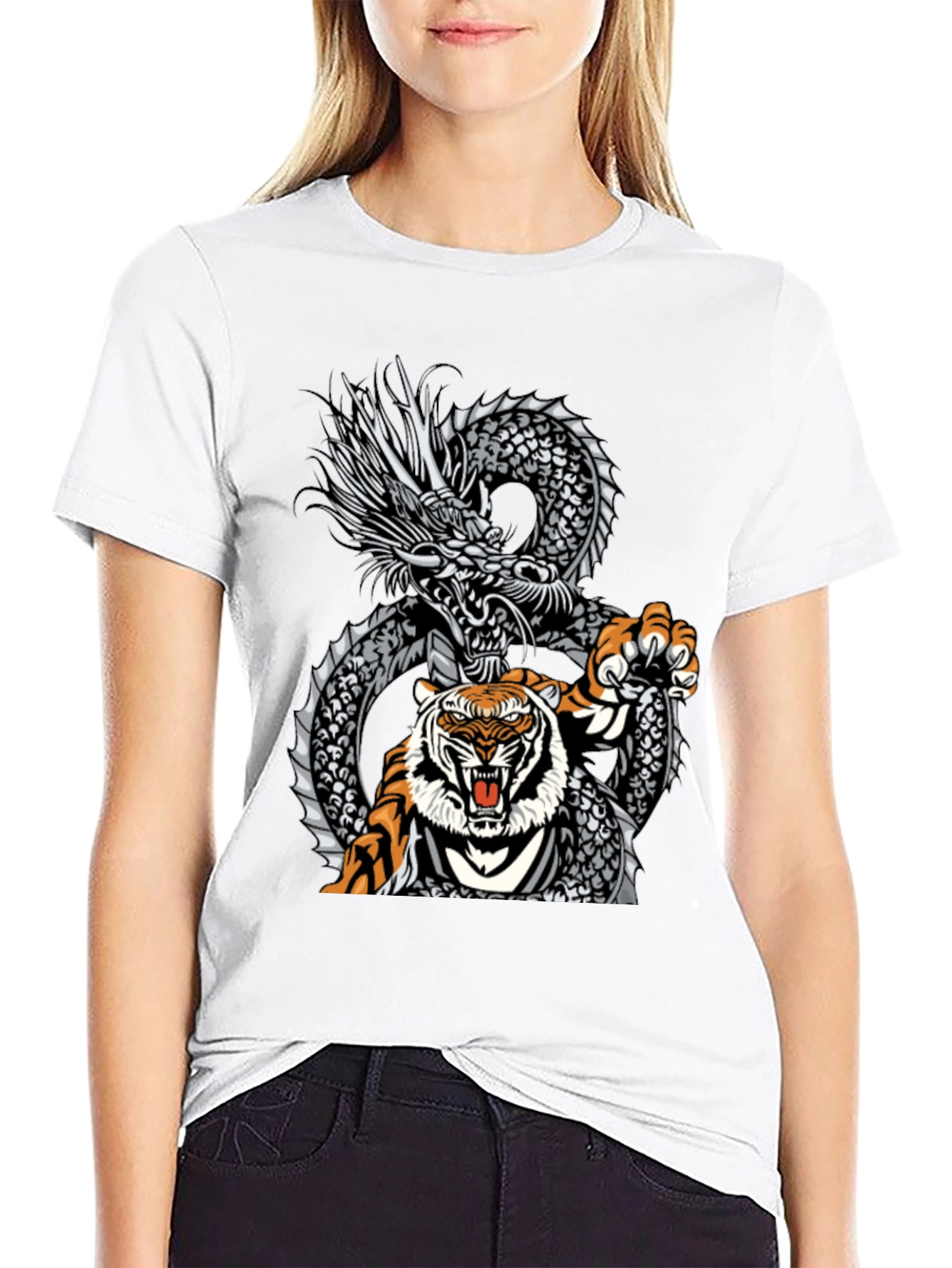 Black Dragon and Tiger Graphic Tee - Bold Streetwear view 9