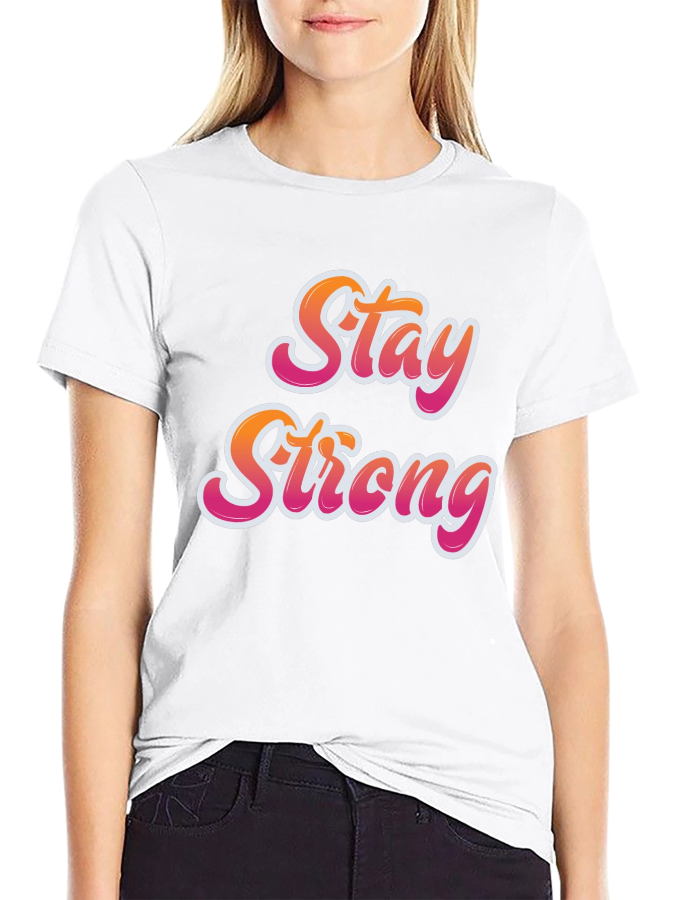 Black Stay Strong Graphic Tee - Black Cotton Comfort view 9