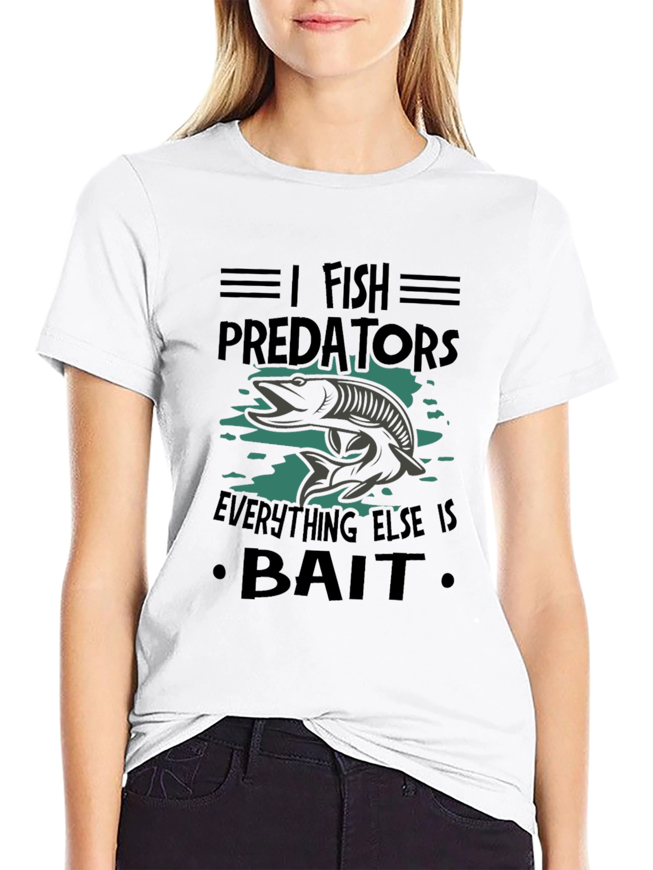 Black I Fish Predators Black T-Shirt view 9