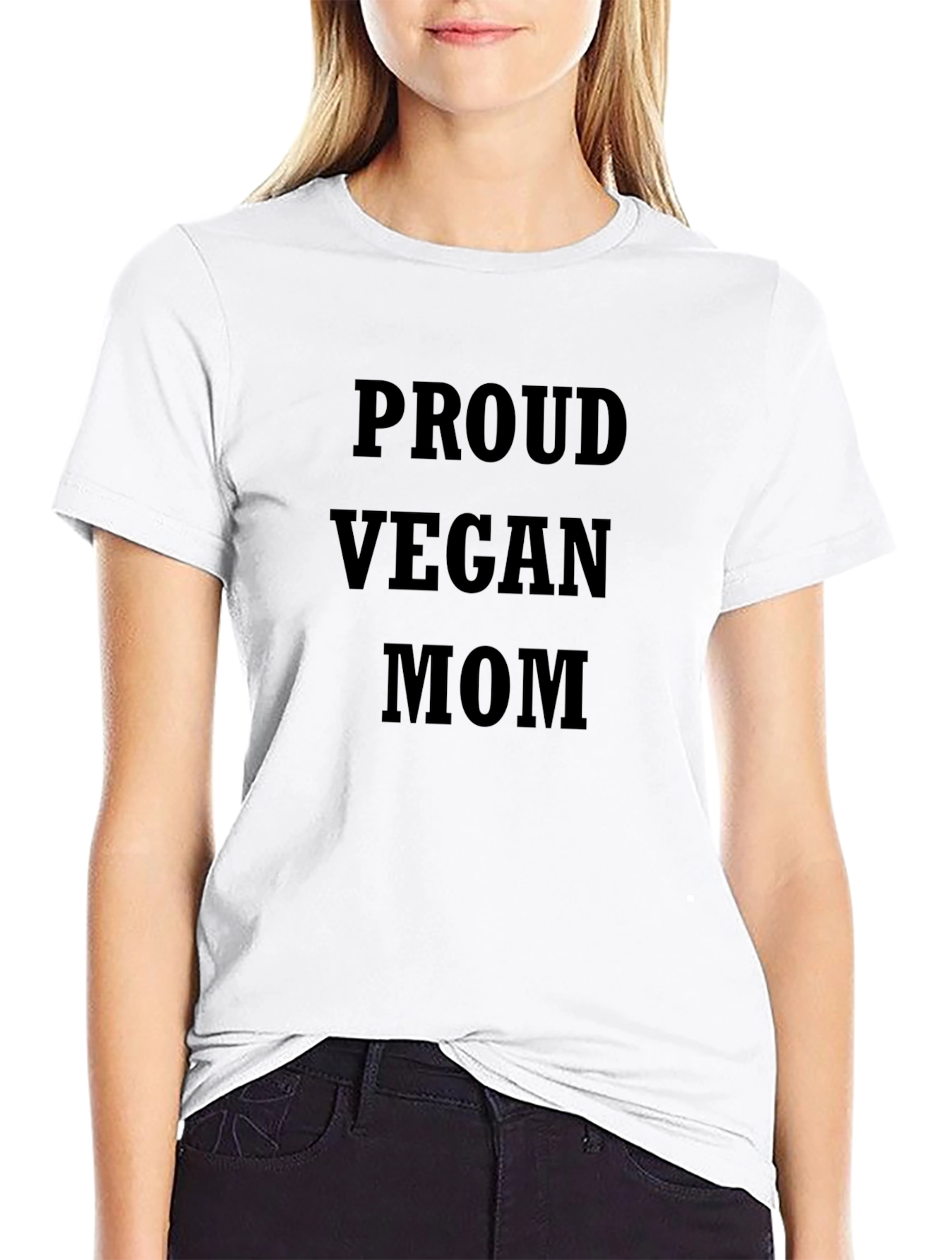 Black Proud Vegan Mom T-Shirt - Black, Comfortable Fit view 9