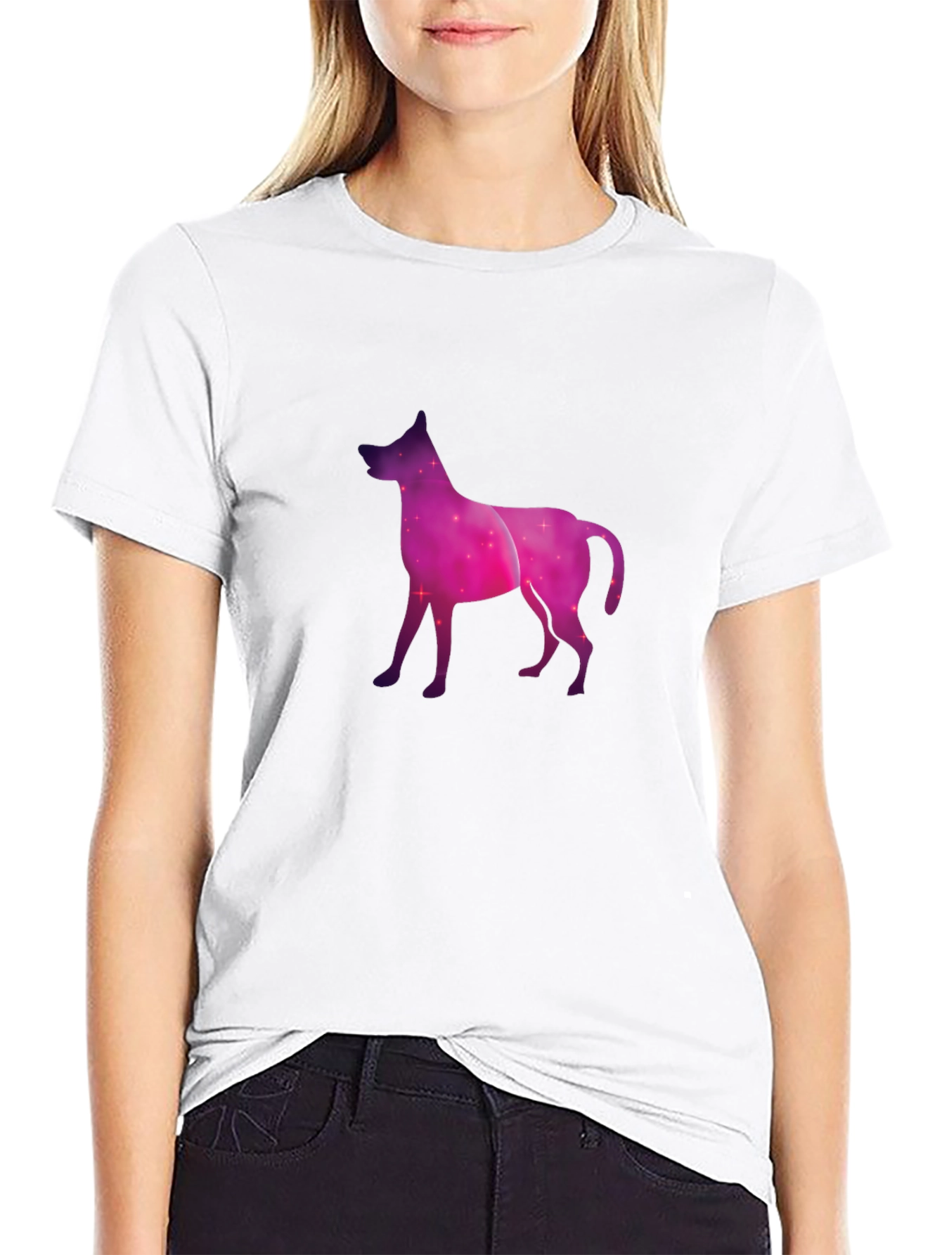 Black Cosmic Dog Graphic Tee - Black Cotton Blend view 9