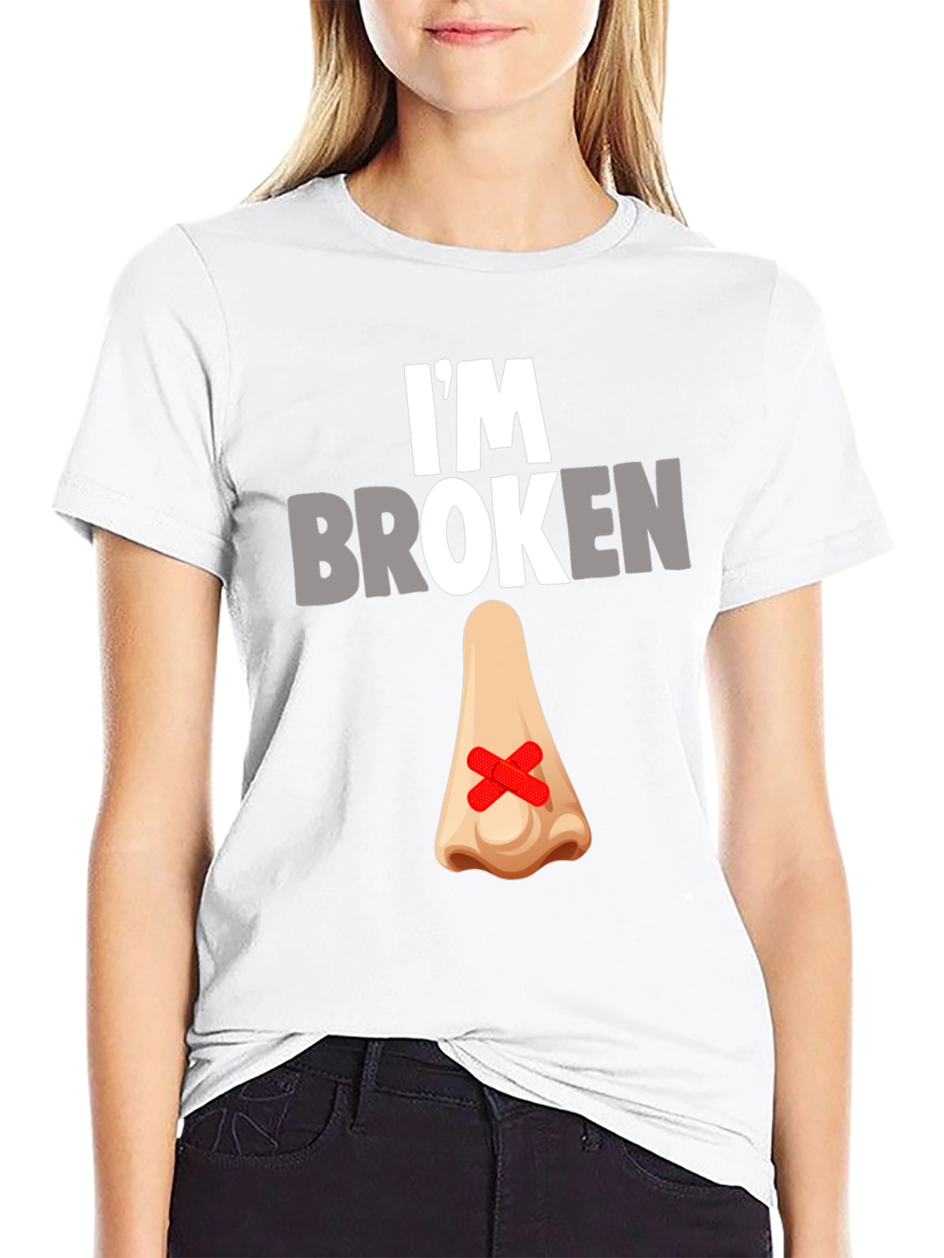 Black I'm Broken Nose T-Shirt - Novelty Graphic Tee view 9