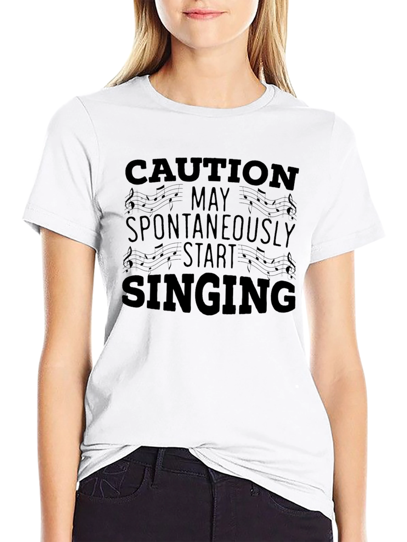 Black Caution May Spontaneously Start Singing T-Shirt view 9