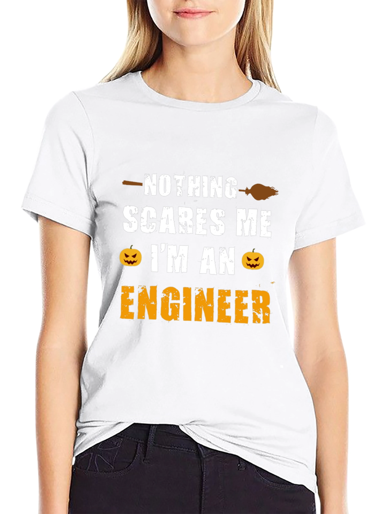 Black Nothing Scares Me I'm An Engineer T-Shirt view 9
